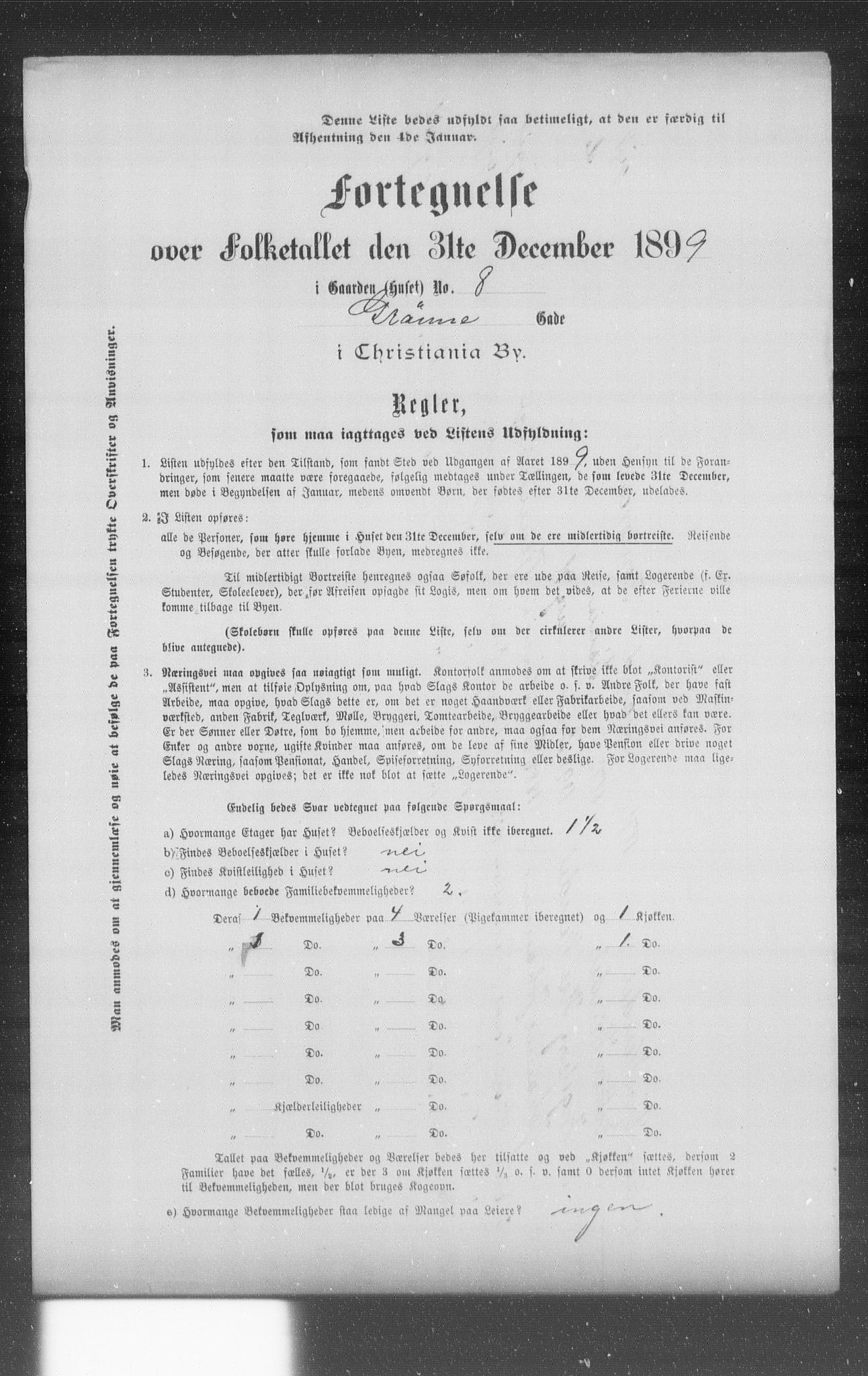 OBA, Municipal Census 1899 for Kristiania, 1899, p. 4345