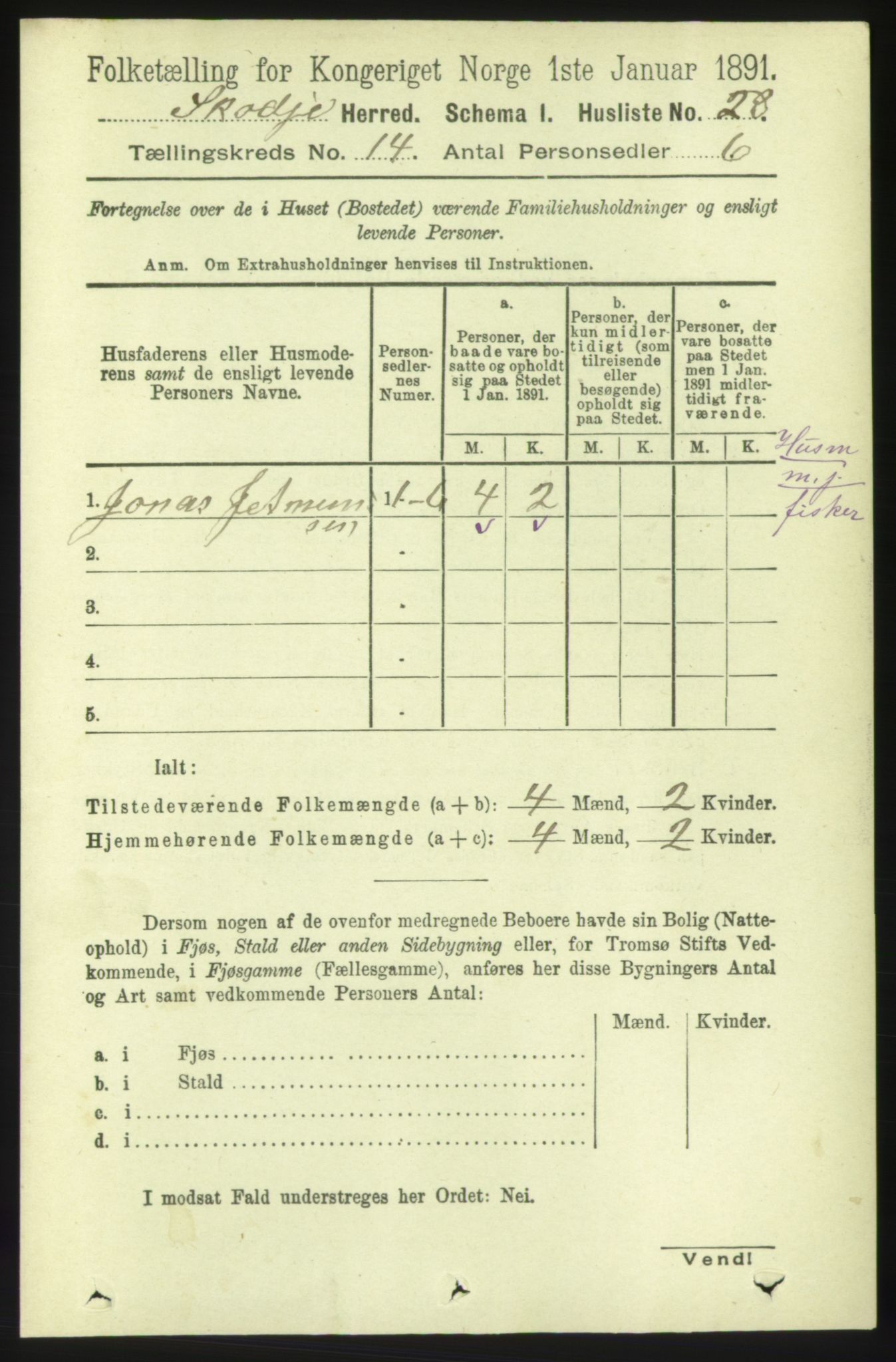 RA, 1891 census for 1529 Skodje, 1891, p. 3009