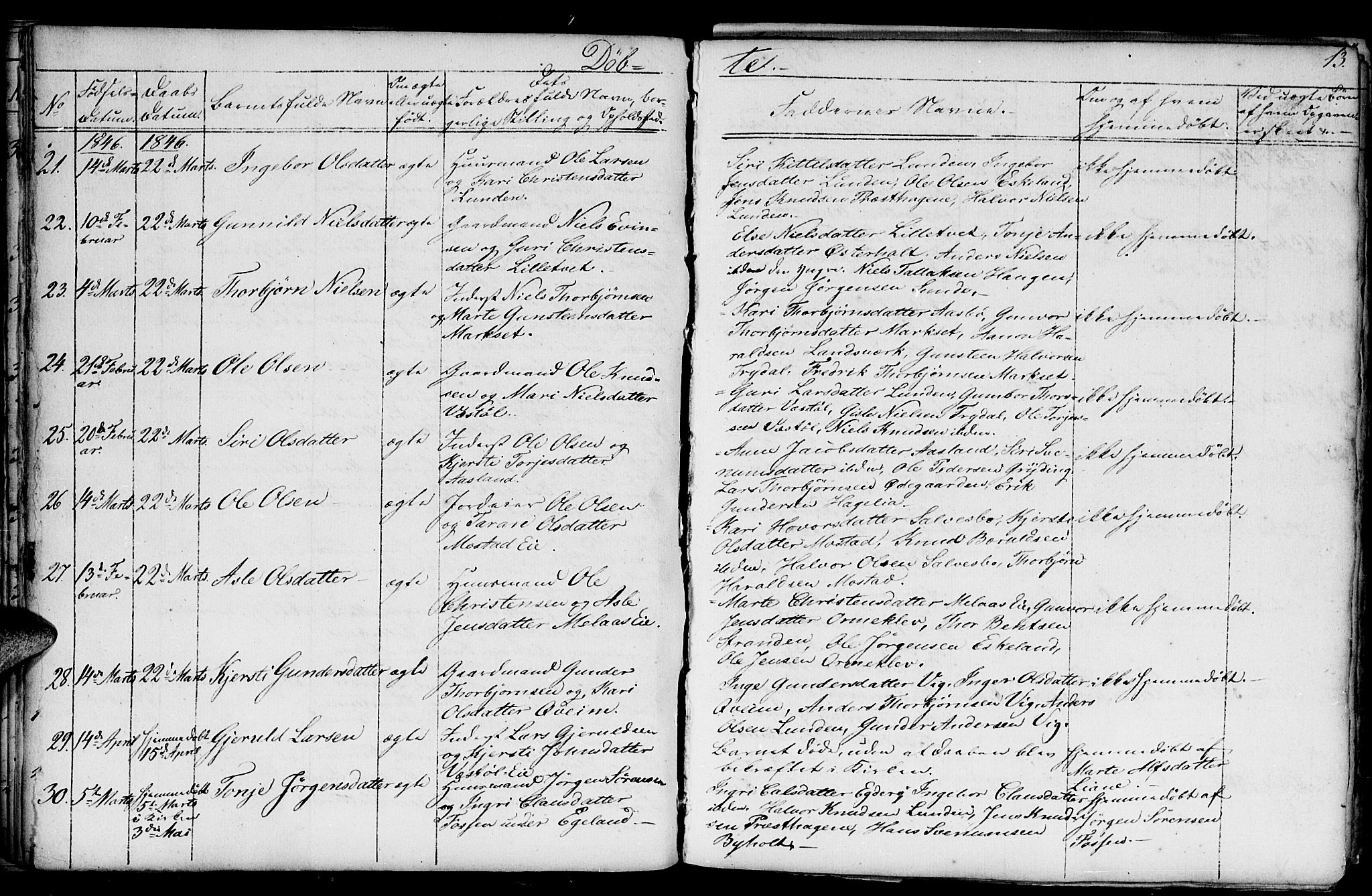 Gjerstad sokneprestkontor, AV/SAK-1111-0014/F/Fb/Fba/L0004: Parish register (copy) no. B 4, 1845-1853, p. 13