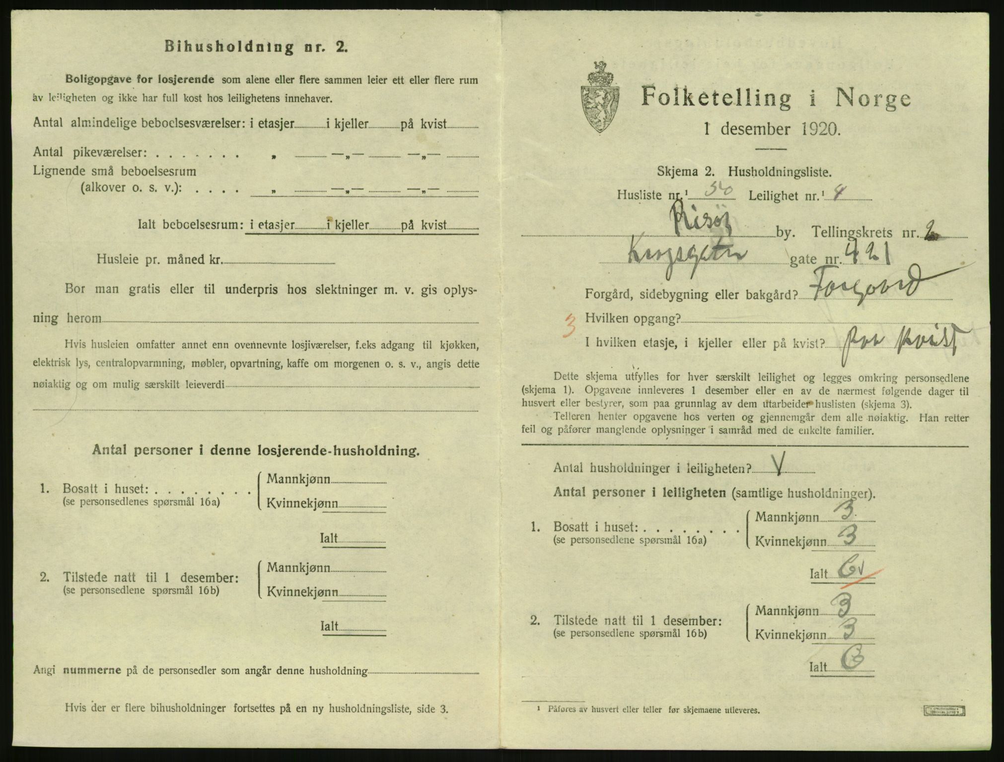 SAK, 1920 census for Risør, 1920, p. 2103