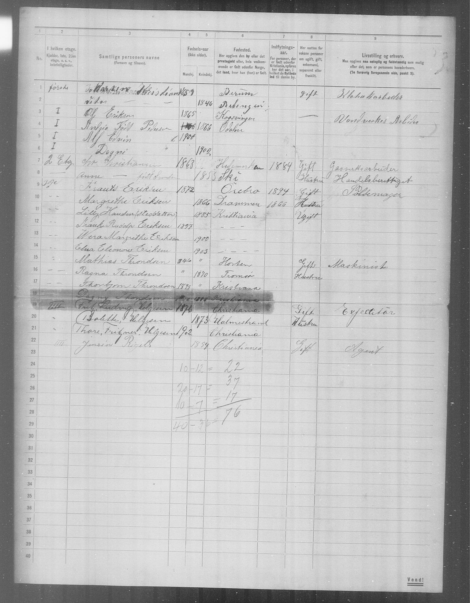 OBA, Municipal Census 1904 for Kristiania, 1904, p. 22935