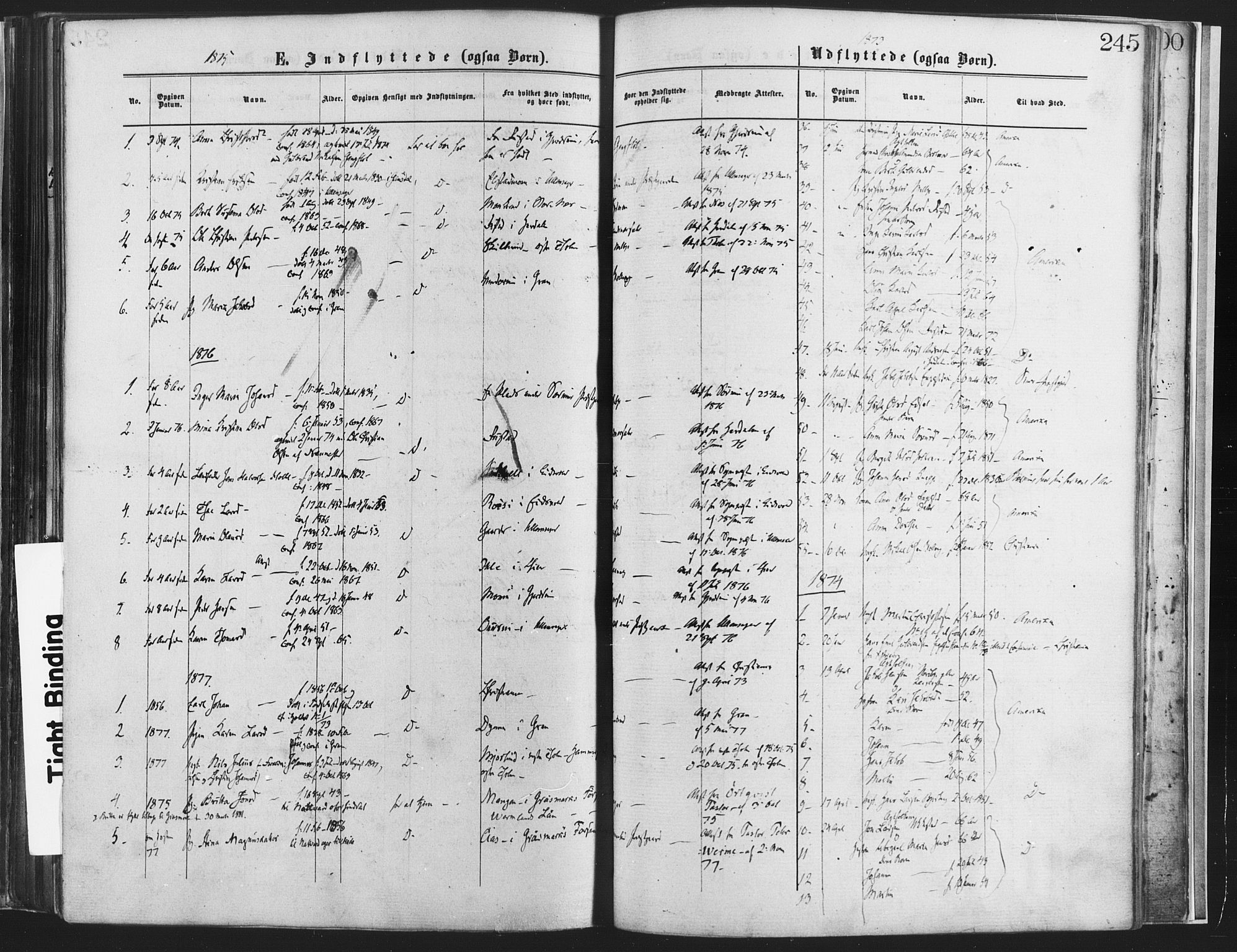 Nannestad prestekontor Kirkebøker, SAO/A-10414a/F/Fa/L0013: Parish register (official) no. I 13, 1873-1880, p. 245