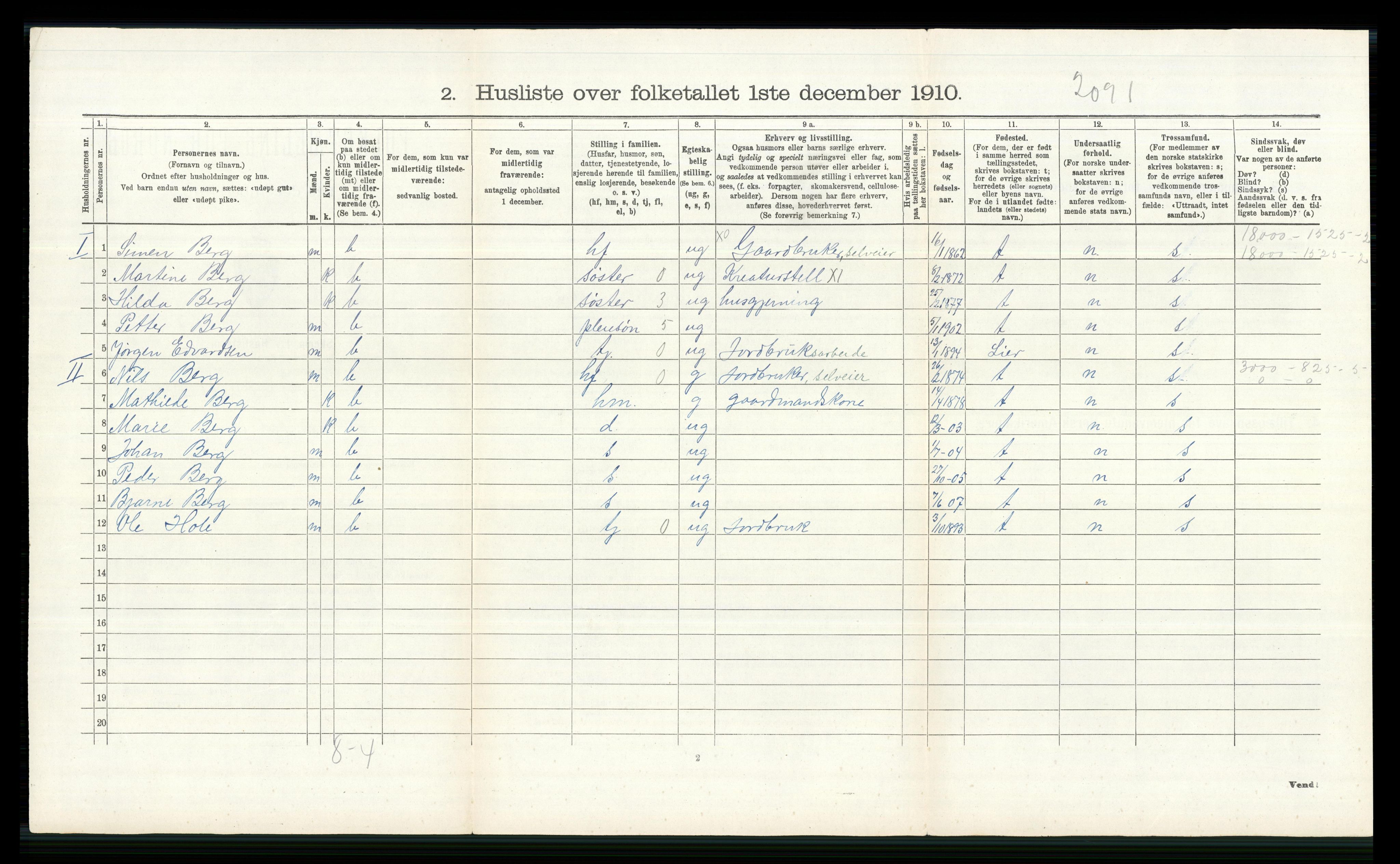 RA, 1910 census for Øvre Eiker, 1910, p. 1186