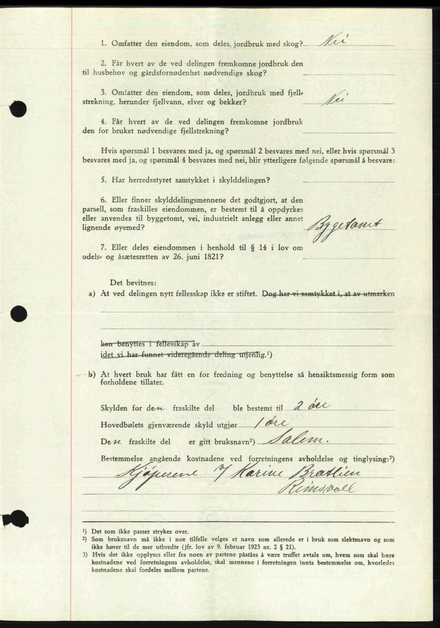 Toten tingrett, SAH/TING-006/H/Hb/Hbc/L0013: Mortgage book no. Hbc-13, 1945-1945, Diary no: : 1103/1945