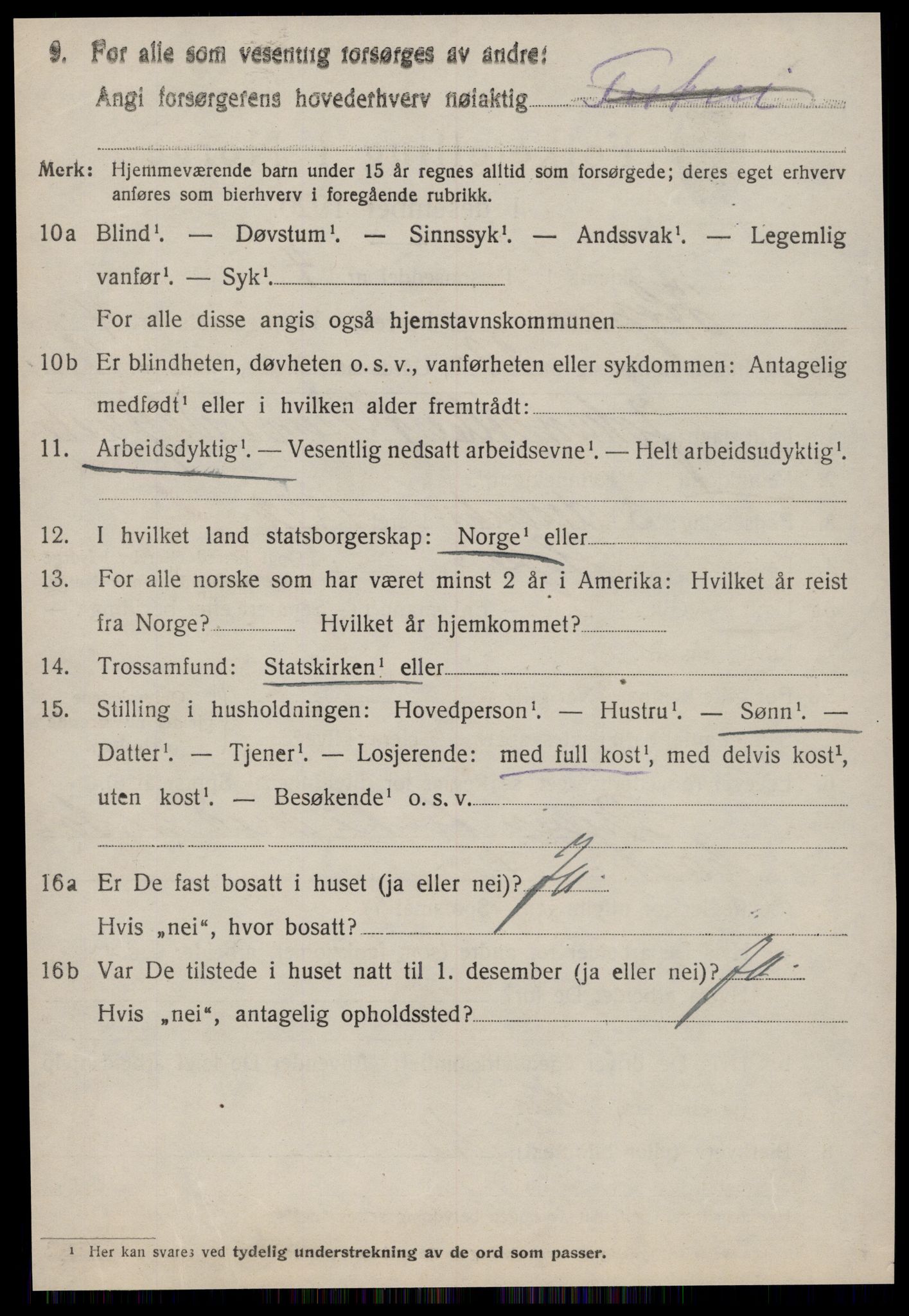 SAT, 1920 census for Hopen, 1920, p. 2343