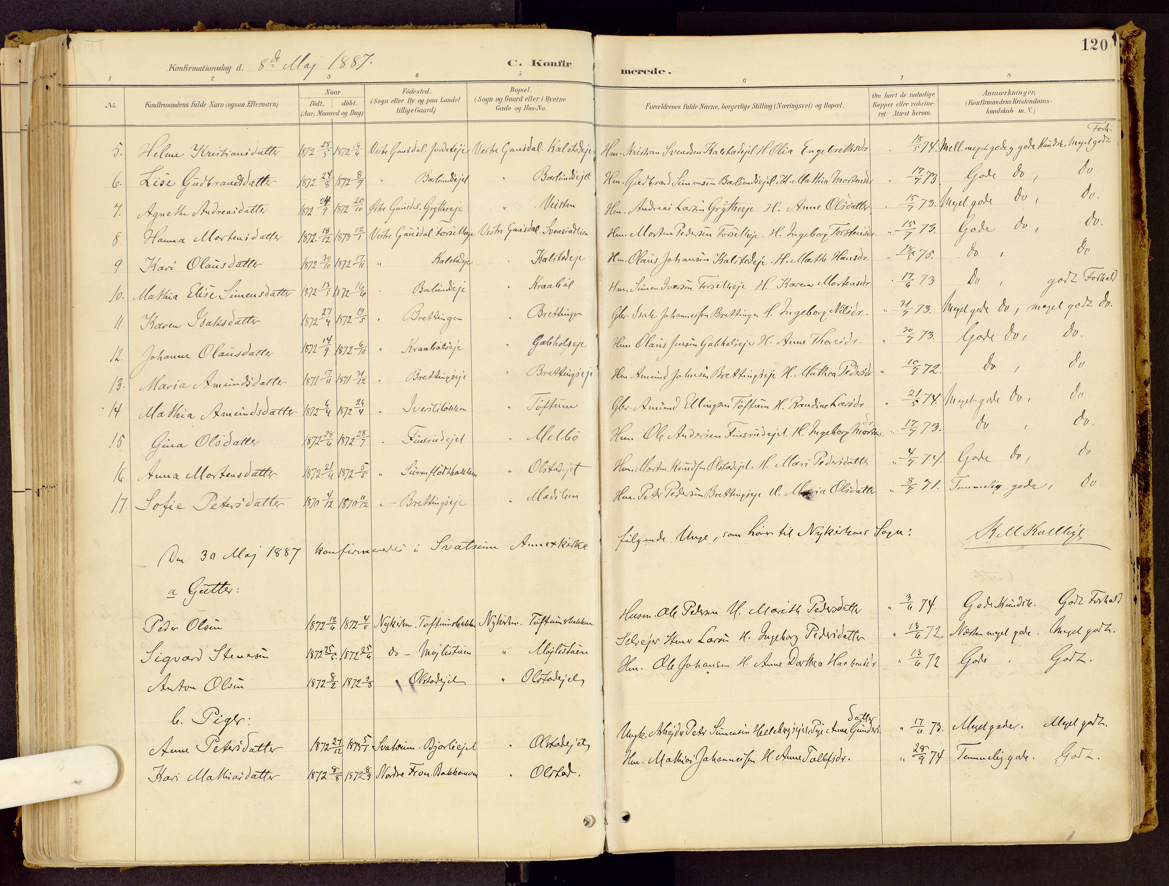 Vestre Gausdal prestekontor, SAH/PREST-094/H/Ha/Haa/L0001: Parish register (official) no. 1, 1887-1914, p. 120
