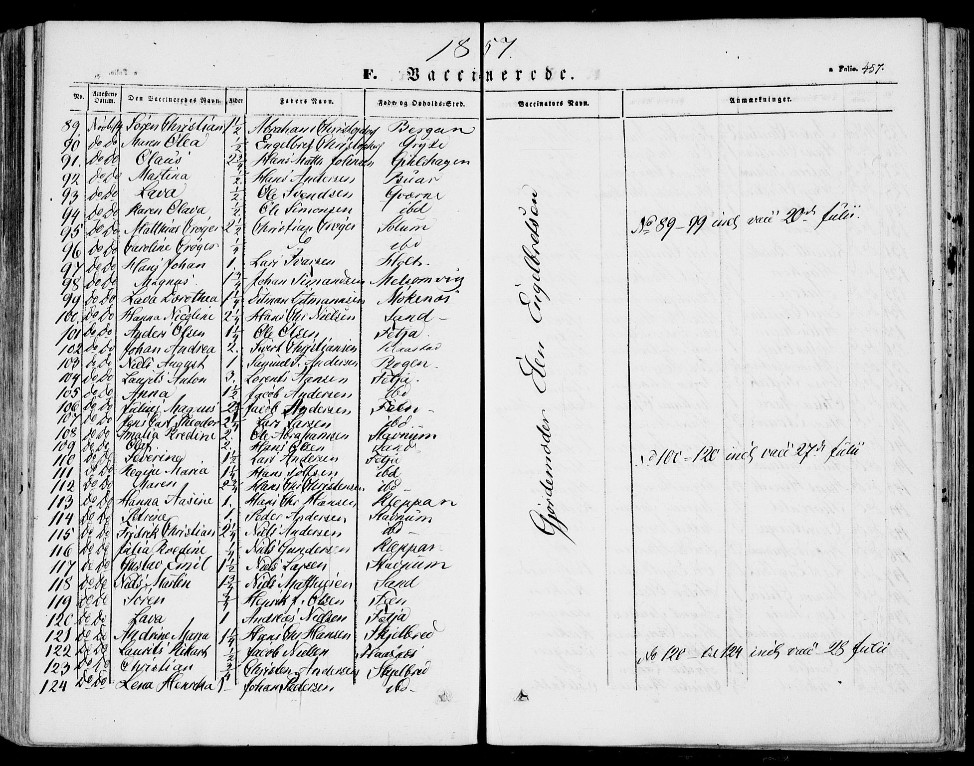 Stokke kirkebøker, AV/SAKO-A-320/F/Fa/L0007: Parish register (official) no. I 7, 1844-1857, p. 457