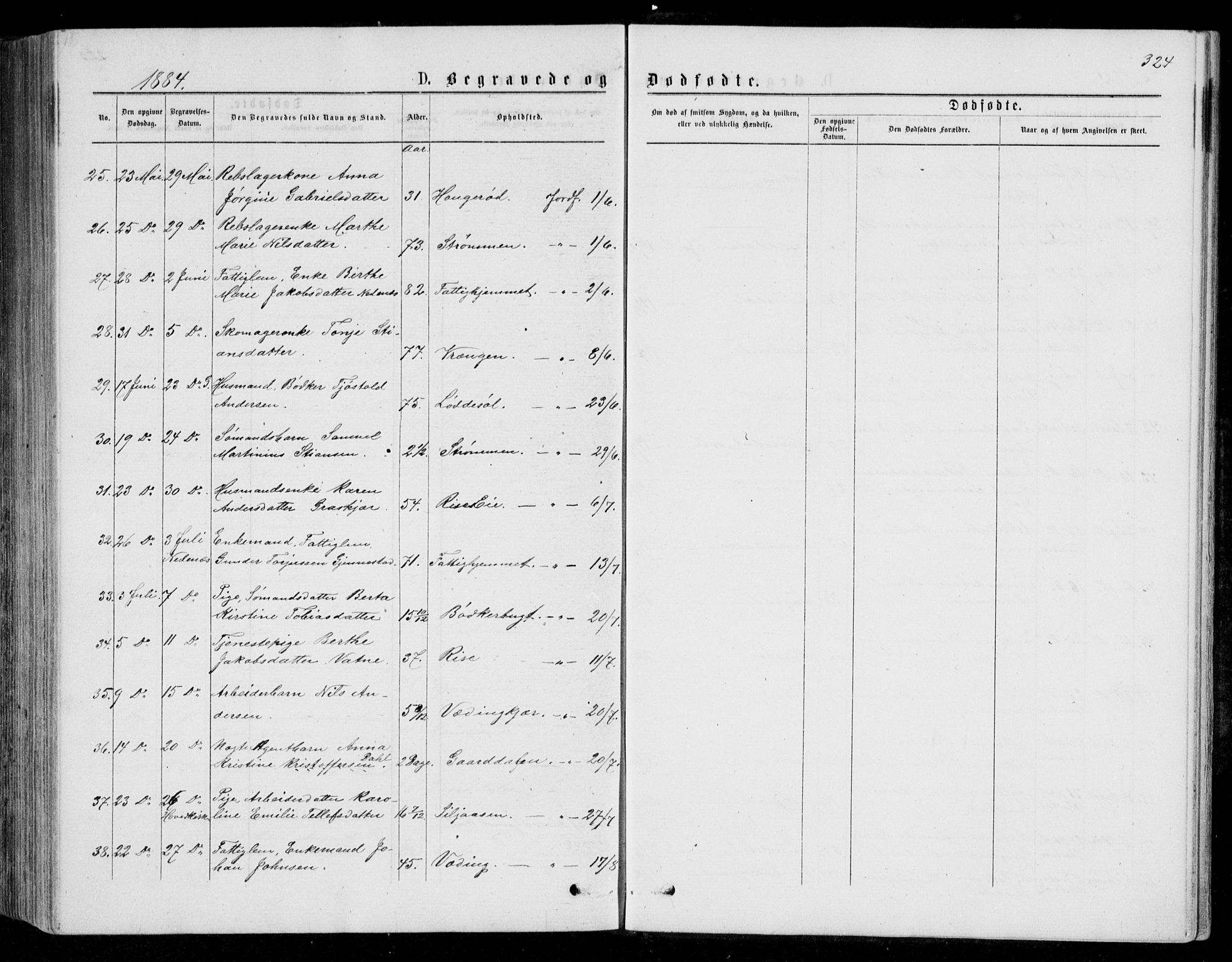 Øyestad sokneprestkontor, AV/SAK-1111-0049/F/Fb/L0008: Parish register (copy) no. B 8, 1872-1886, p. 324