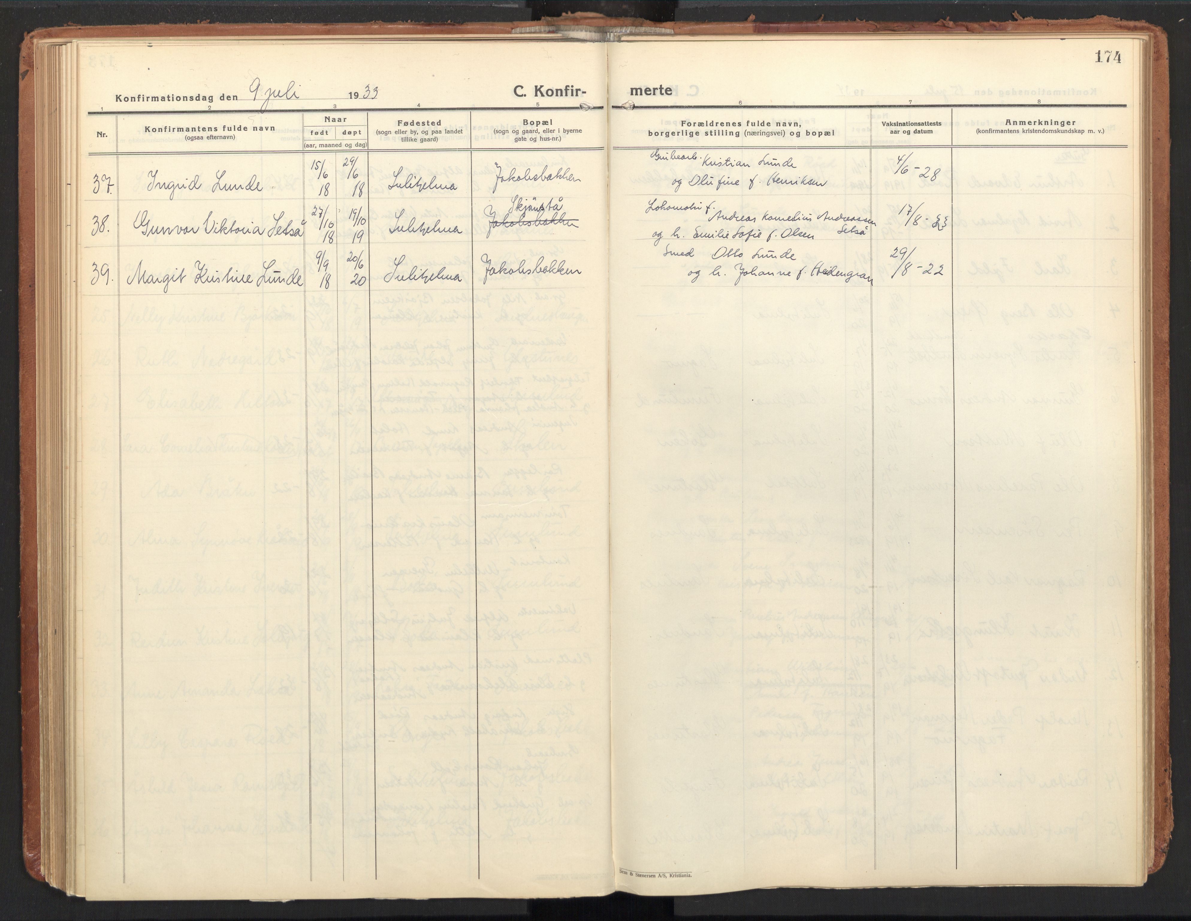 Ministerialprotokoller, klokkerbøker og fødselsregistre - Nordland, AV/SAT-A-1459/850/L0716: Curate's parish register no. 850B06, 1924-1938, p. 174