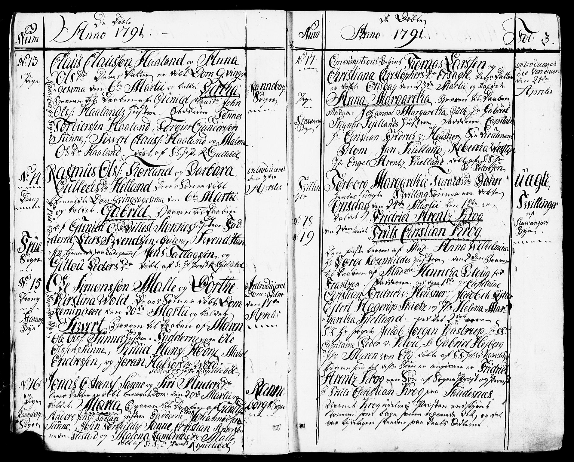 Domkirken sokneprestkontor, AV/SAST-A-101812/001/30/30BB/L0007: Parish register (copy) no. B 7, 1791-1813, p. 3