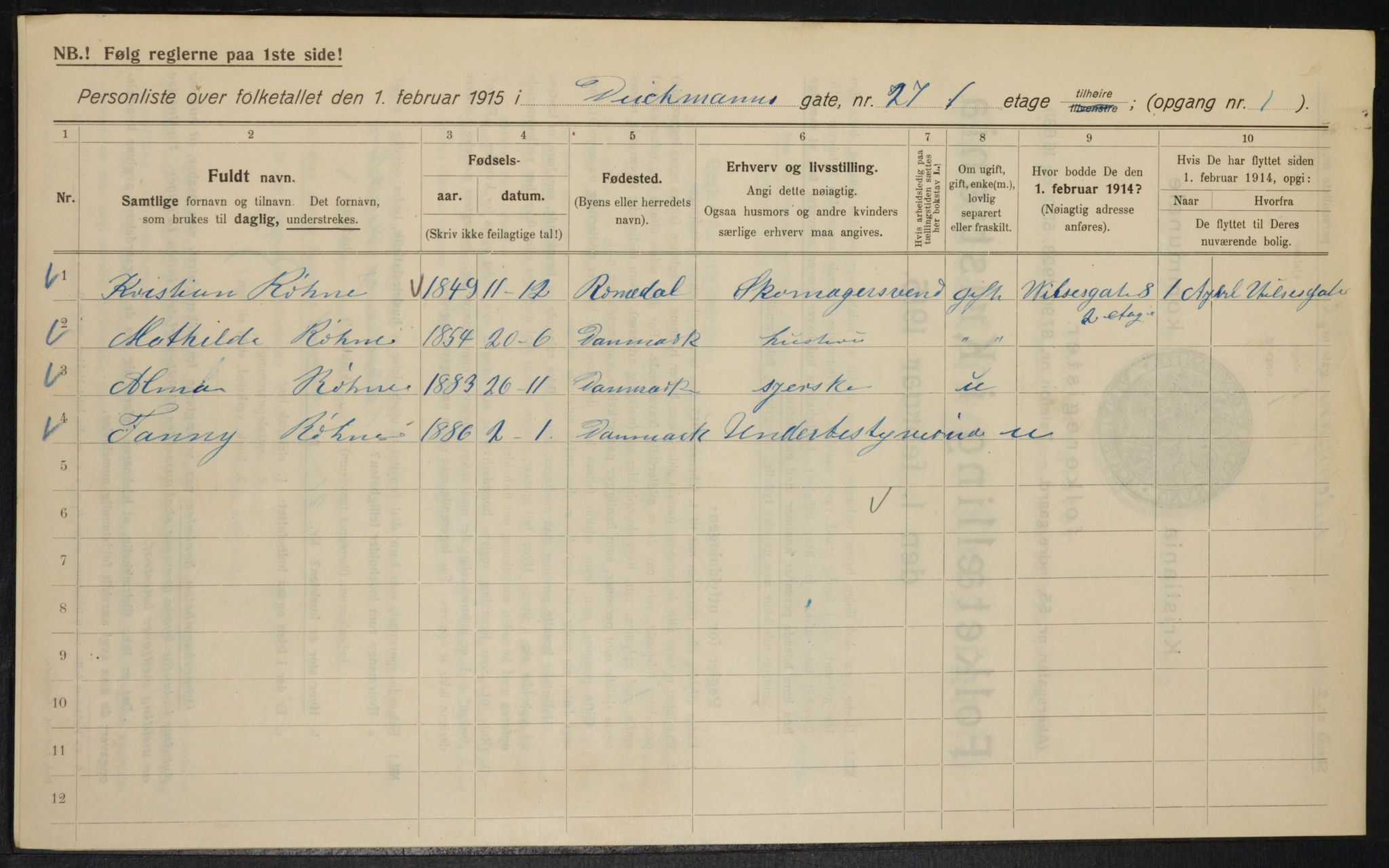 OBA, Municipal Census 1915 for Kristiania, 1915, p. 15806