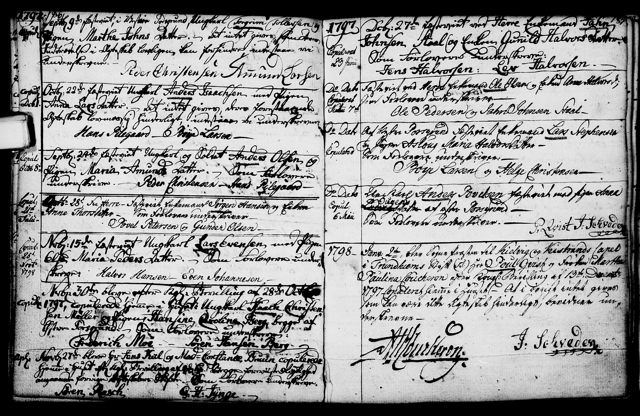 Porsgrunn kirkebøker , SAKO/A-104/F/Fa/L0003: Parish register (official) no. 3, 1764-1814, p. 186-187