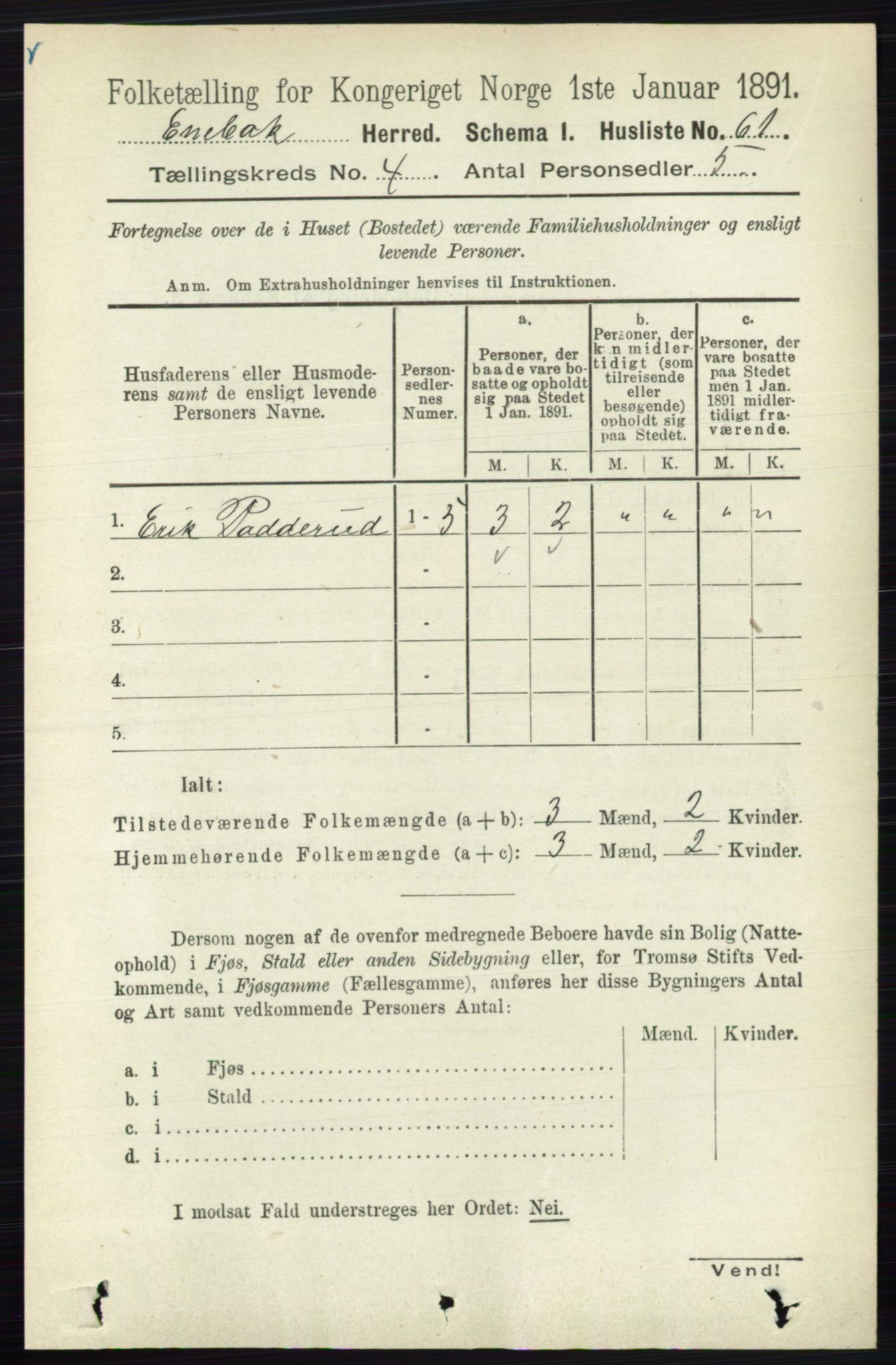 RA, 1891 census for 0229 Enebakk, 1891, p. 1471