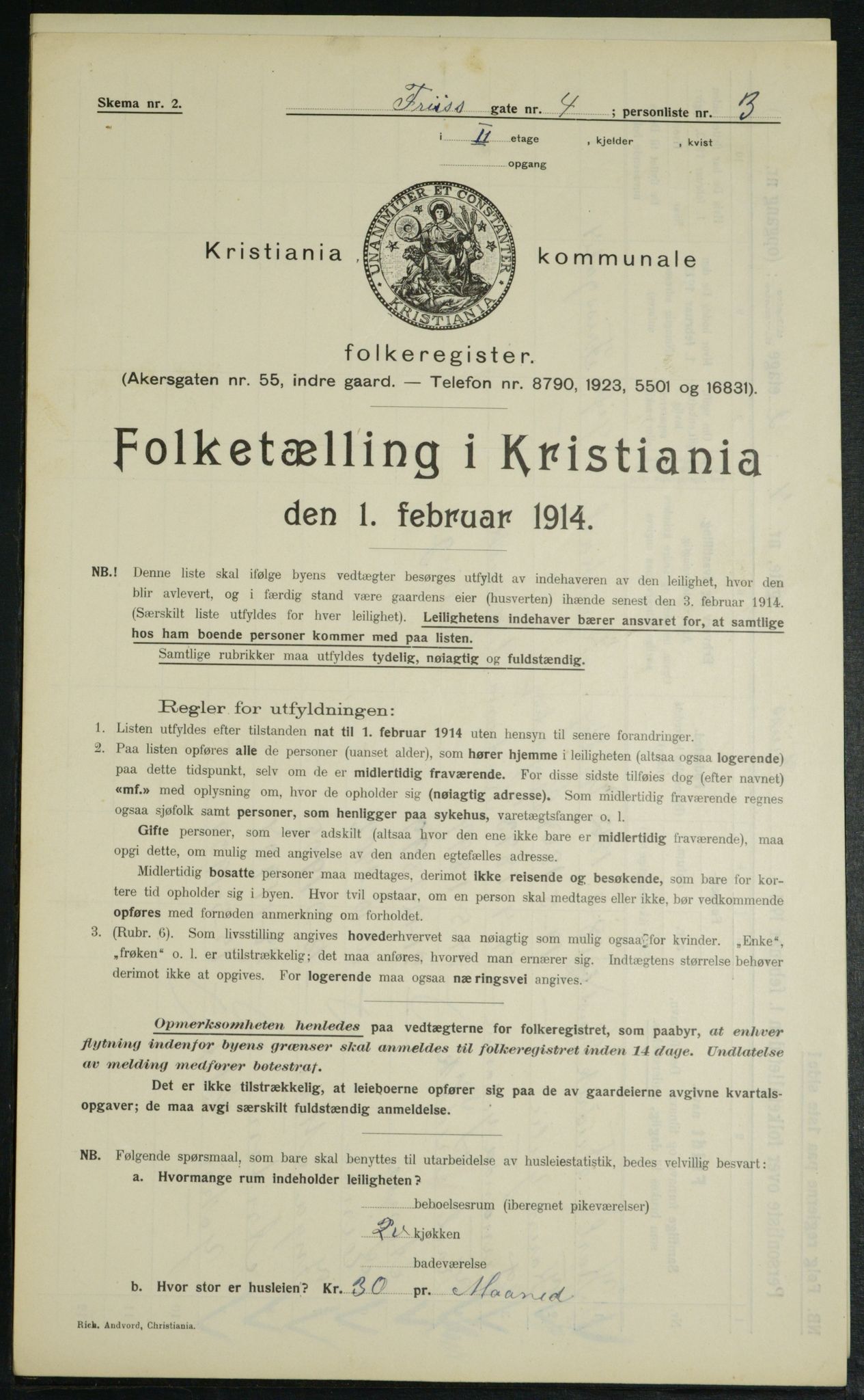 OBA, Municipal Census 1914 for Kristiania, 1914, p. 27105