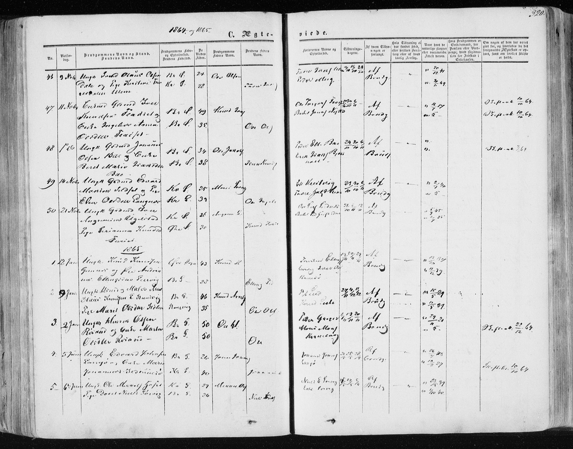 Ministerialprotokoller, klokkerbøker og fødselsregistre - Møre og Romsdal, SAT/A-1454/568/L0804: Parish register (official) no. 568A11, 1854-1868, p. 320