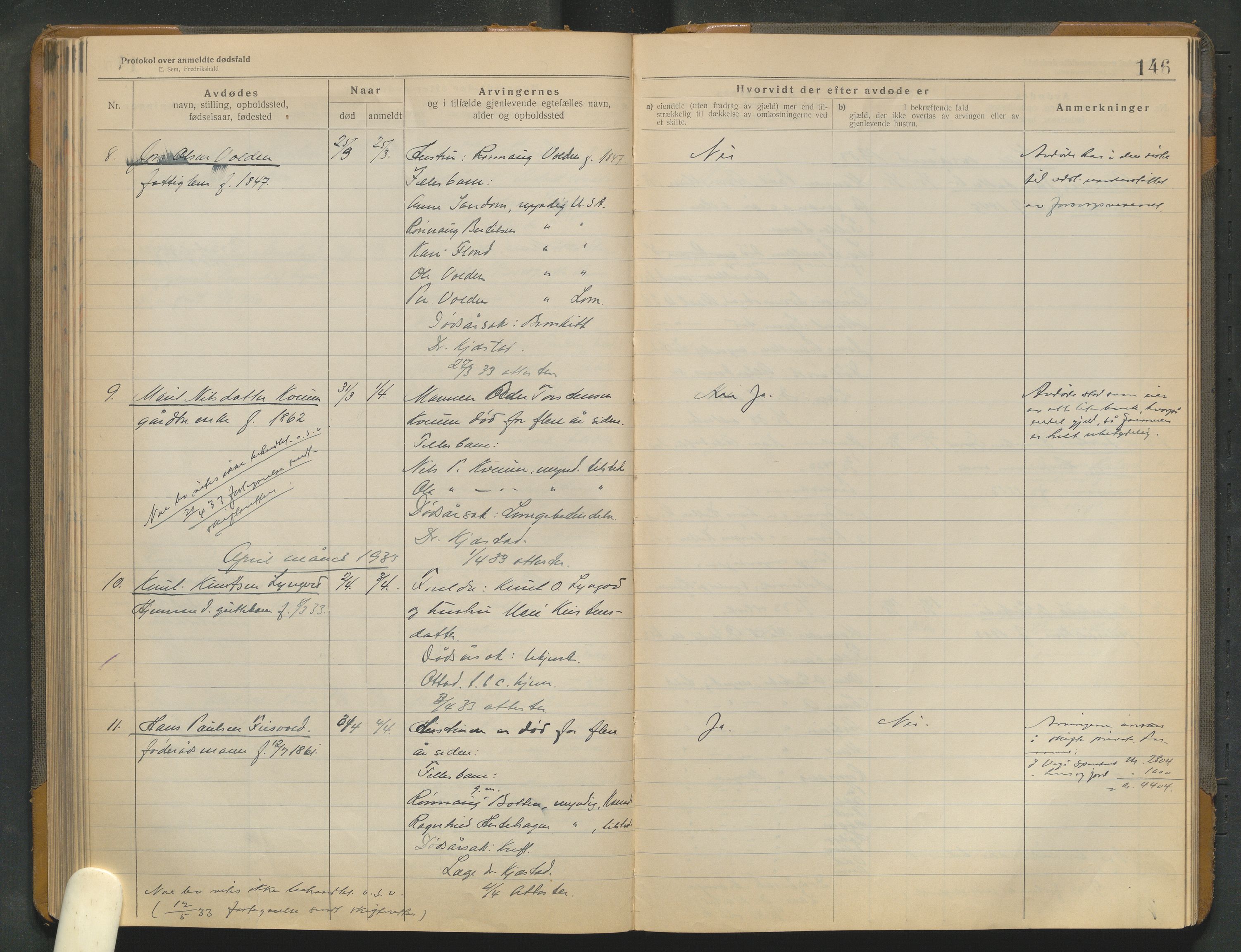 Lom lensmannskontor, AV/SAH-PGL-006/H/Ha/Haa/L0001/0004: Dødsfallsprotokoller / Dødsfallsprotokoll, 1922-1937, p. 146