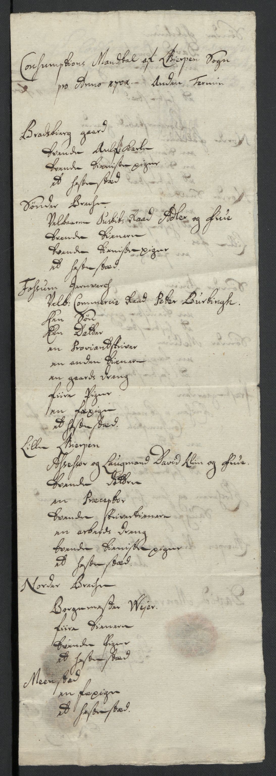 Rentekammeret inntil 1814, Reviderte regnskaper, Fogderegnskap, AV/RA-EA-4092/R36/L2105: Fogderegnskap Øvre og Nedre Telemark og Bamble, 1701, p. 204