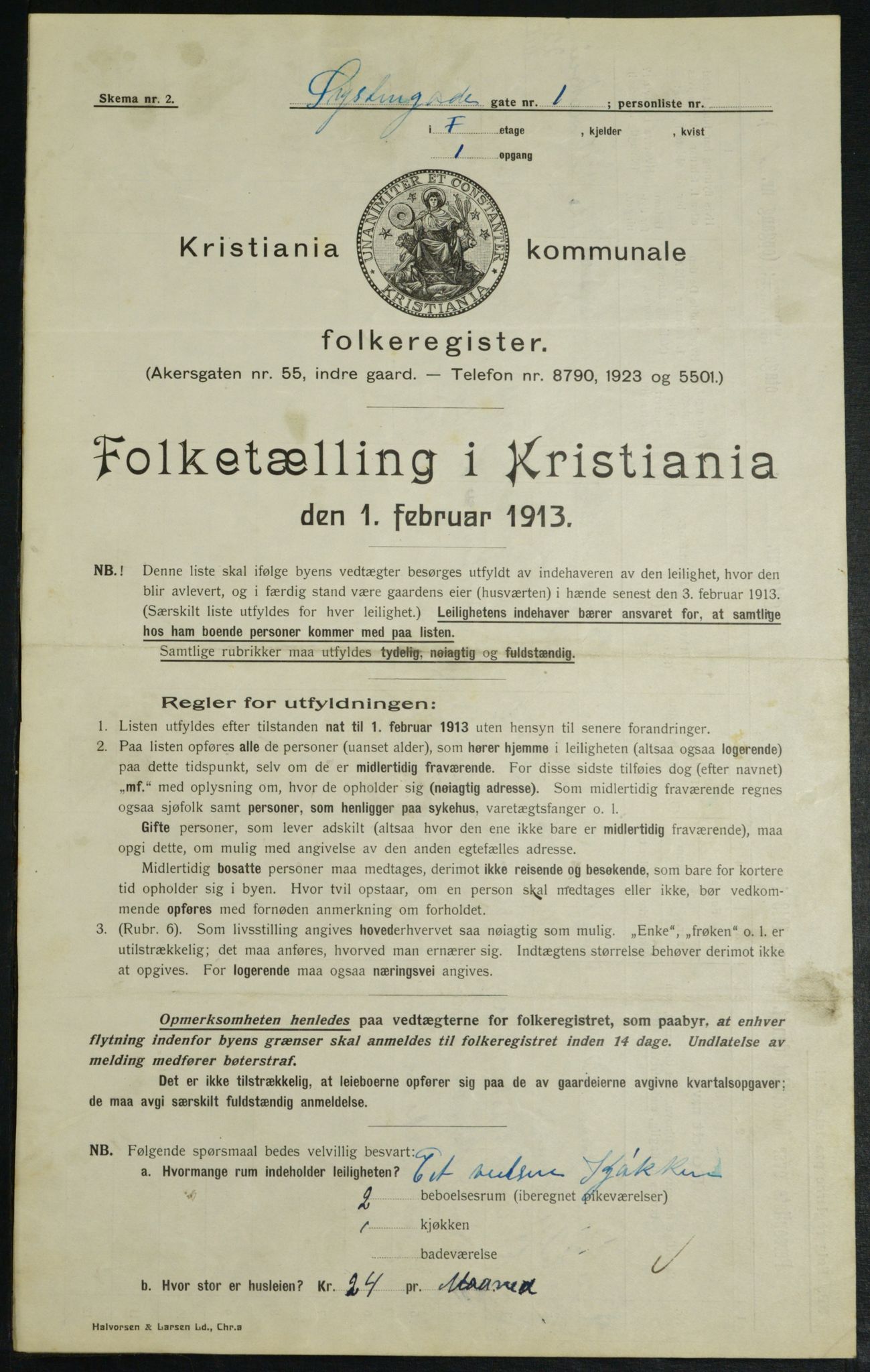 OBA, Municipal Census 1913 for Kristiania, 1913, p. 130191