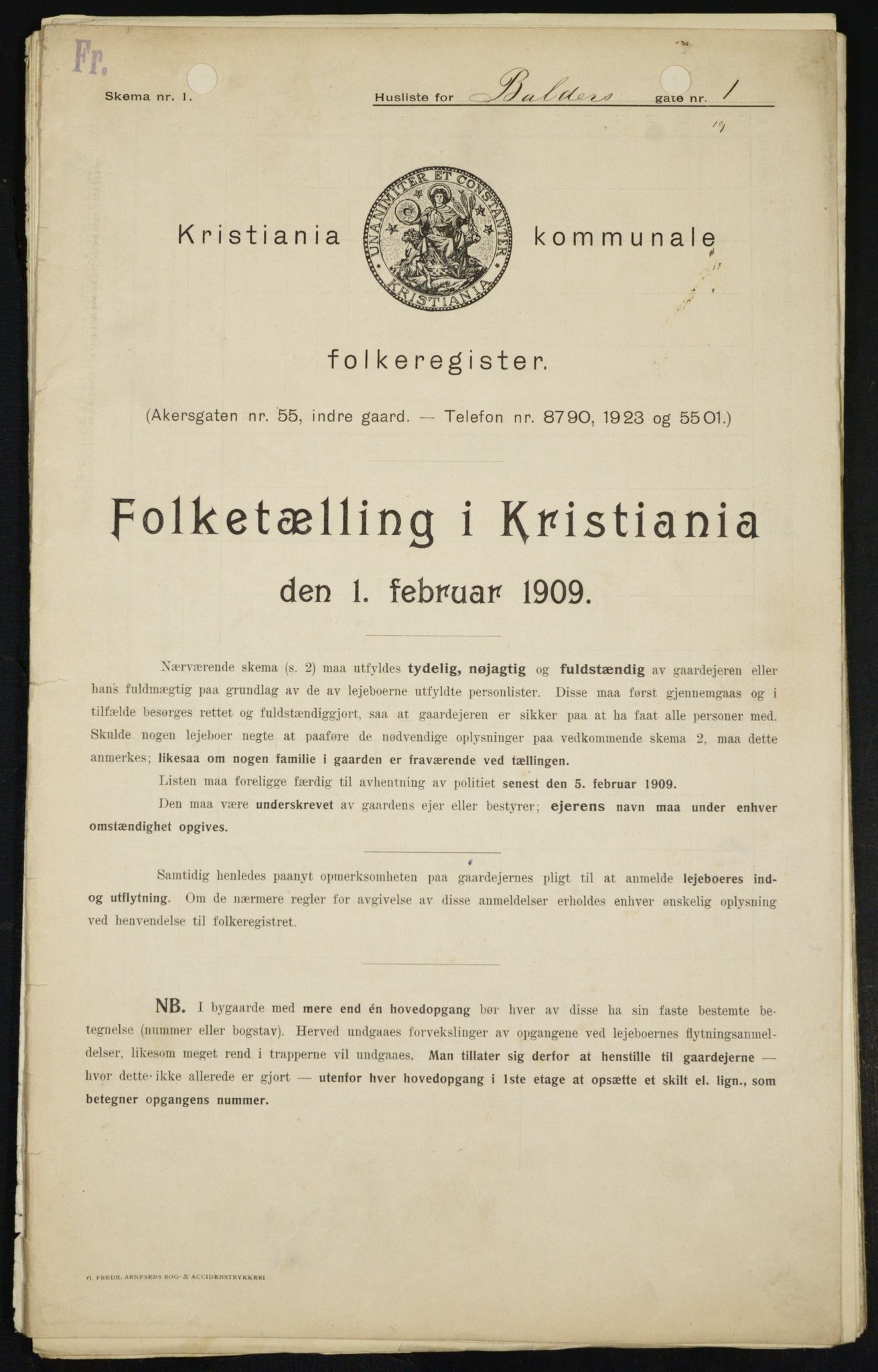 OBA, Municipal Census 1909 for Kristiania, 1909, p. 2793