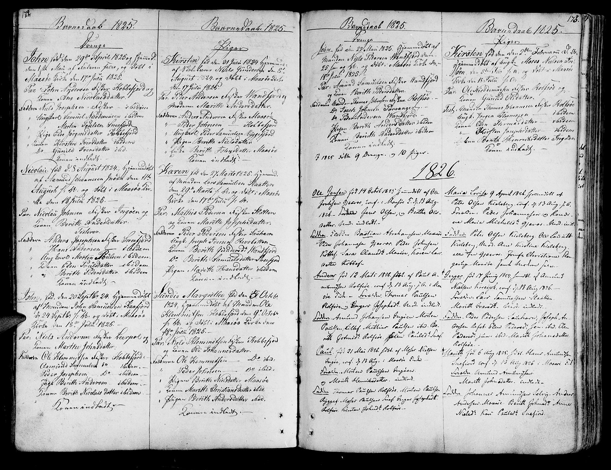 Måsøy sokneprestkontor, SATØ/S-1348/H/Ha/L0001kirke: Parish register (official) no. 1, 1806-1851, p. 172-173