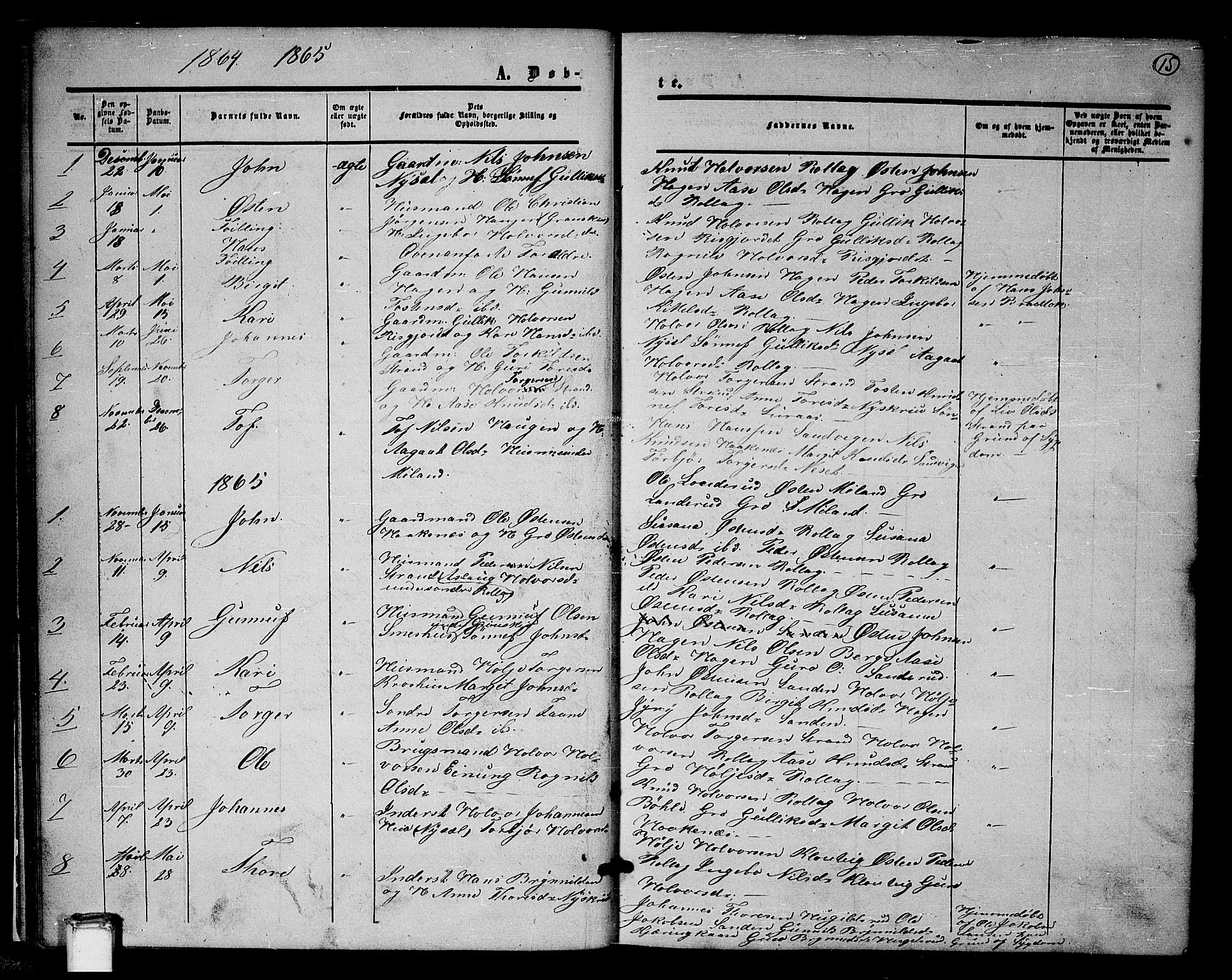Tinn kirkebøker, SAKO/A-308/G/Gb/L0002: Parish register (copy) no. II 2, 1851-1886, p. 15