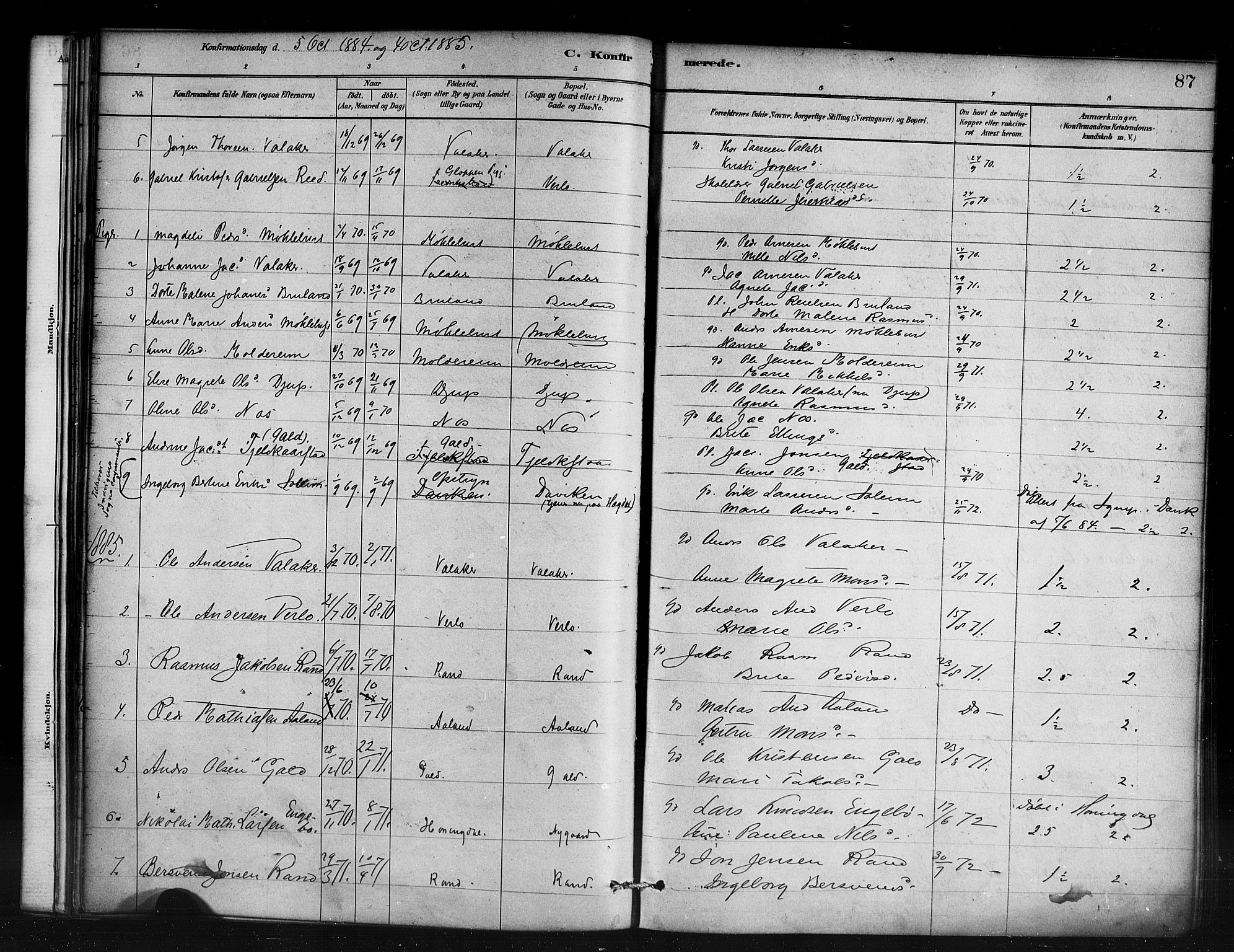 Innvik sokneprestembete, AV/SAB-A-80501: Parish register (official) no. D 1, 1879-1900, p. 87