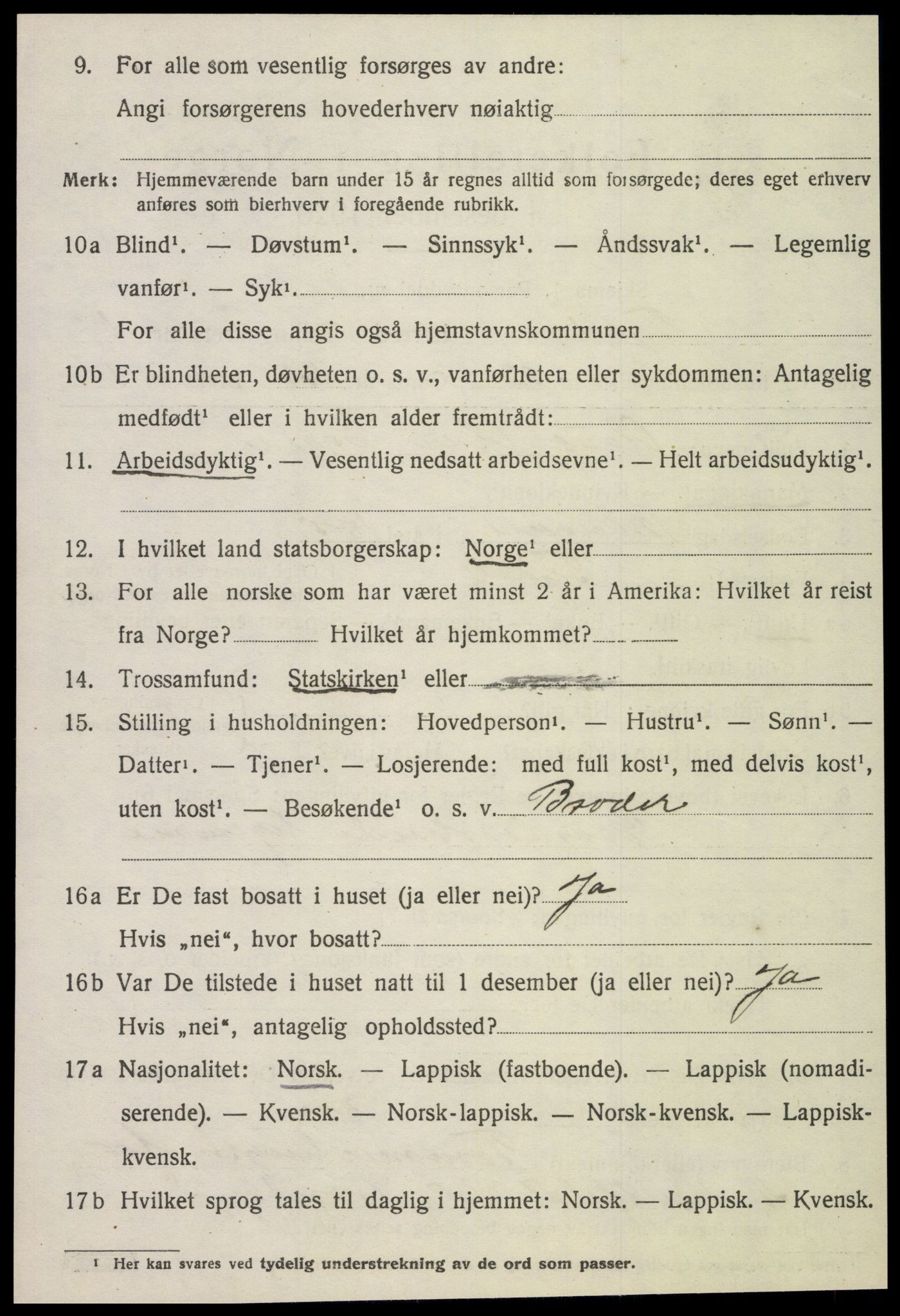 SAT, 1920 census for Tydal, 1920, p. 564