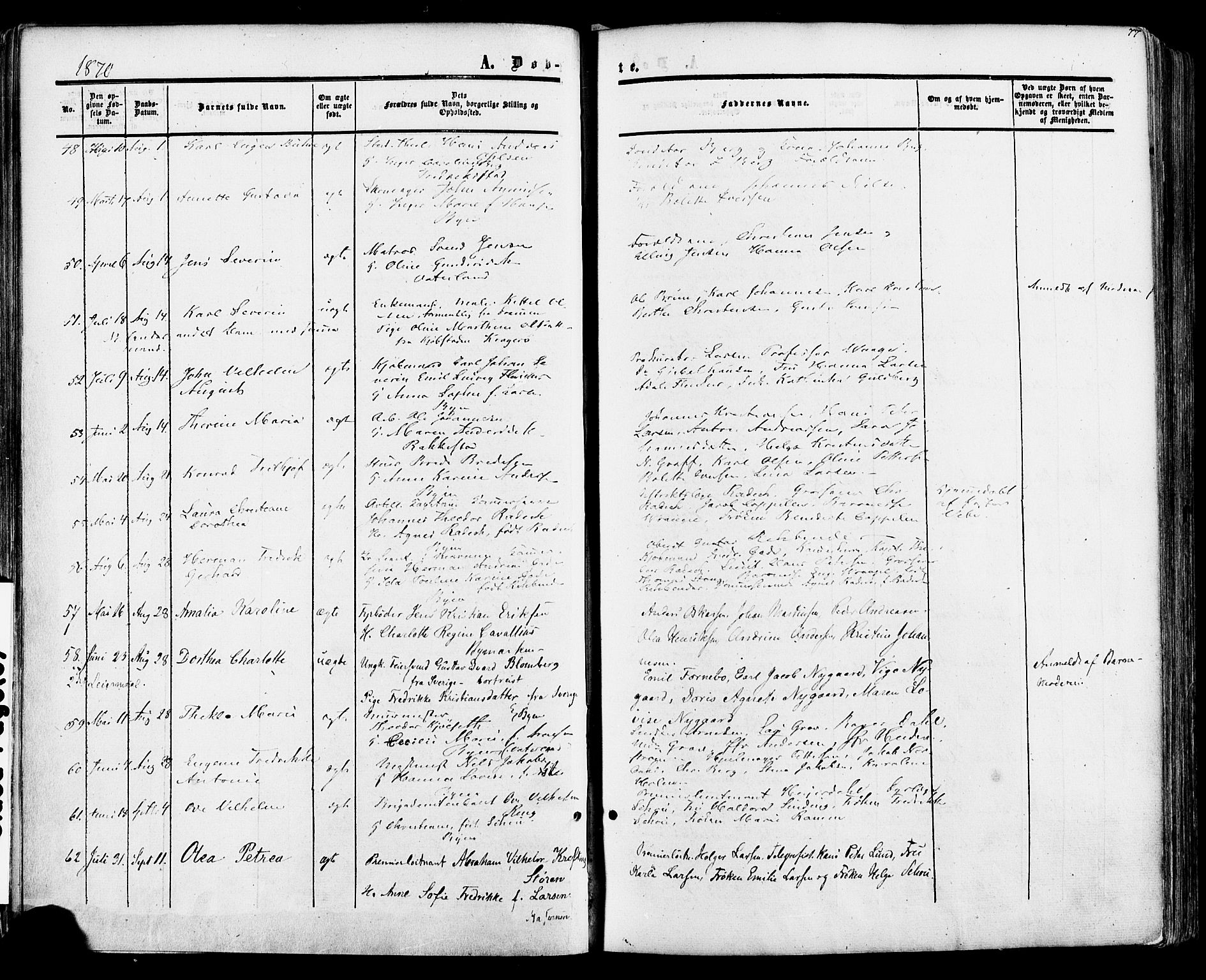 Fredrikstad prestekontor Kirkebøker, AV/SAO-A-11082/F/Fa/L0006: Parish register (official) no. 6, 1857-1878, p. 77