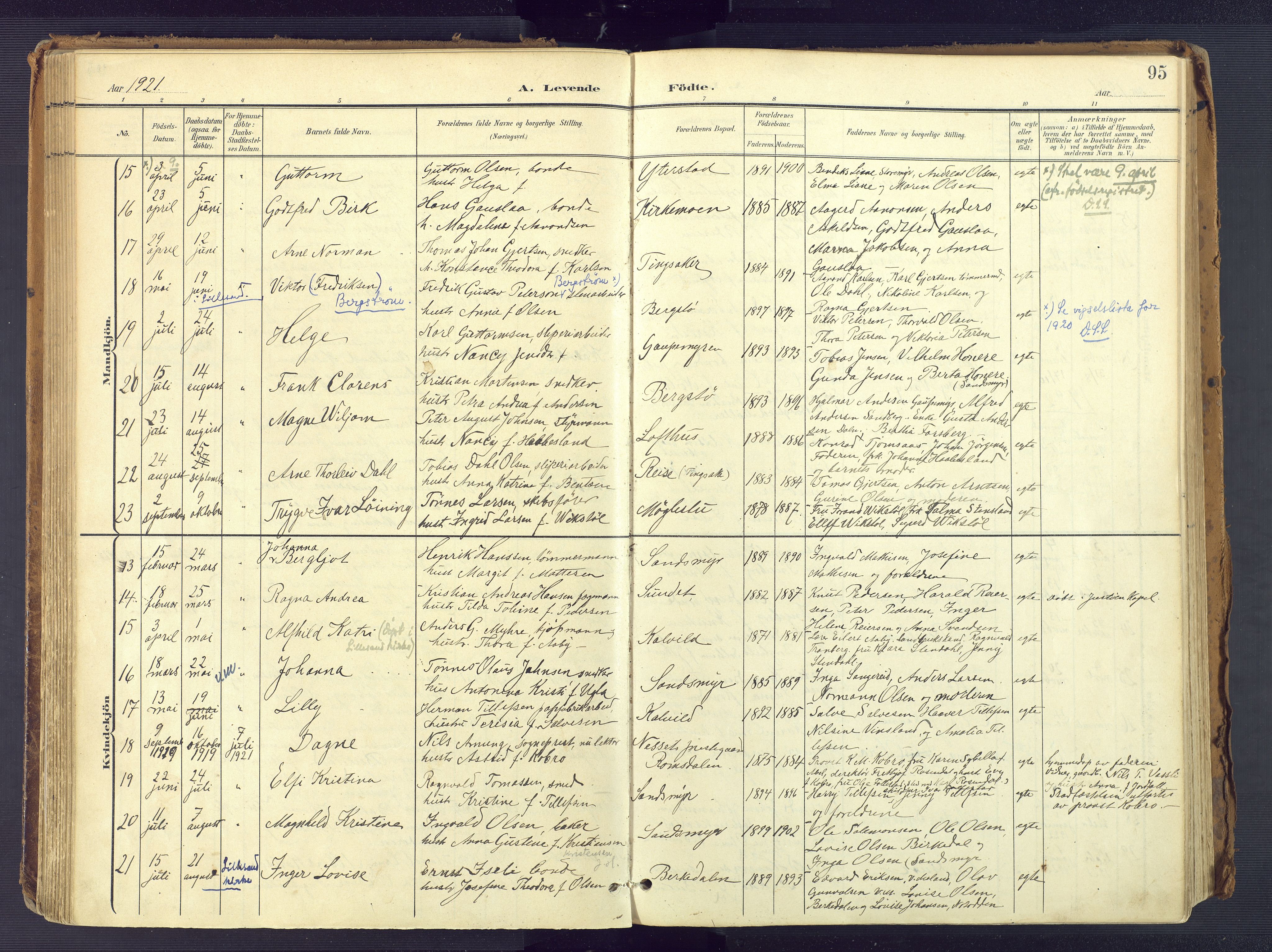 Vestre Moland sokneprestkontor, SAK/1111-0046/F/Fa/Fab/L0010: Parish register (official) no. A 10, 1900-1926, p. 95