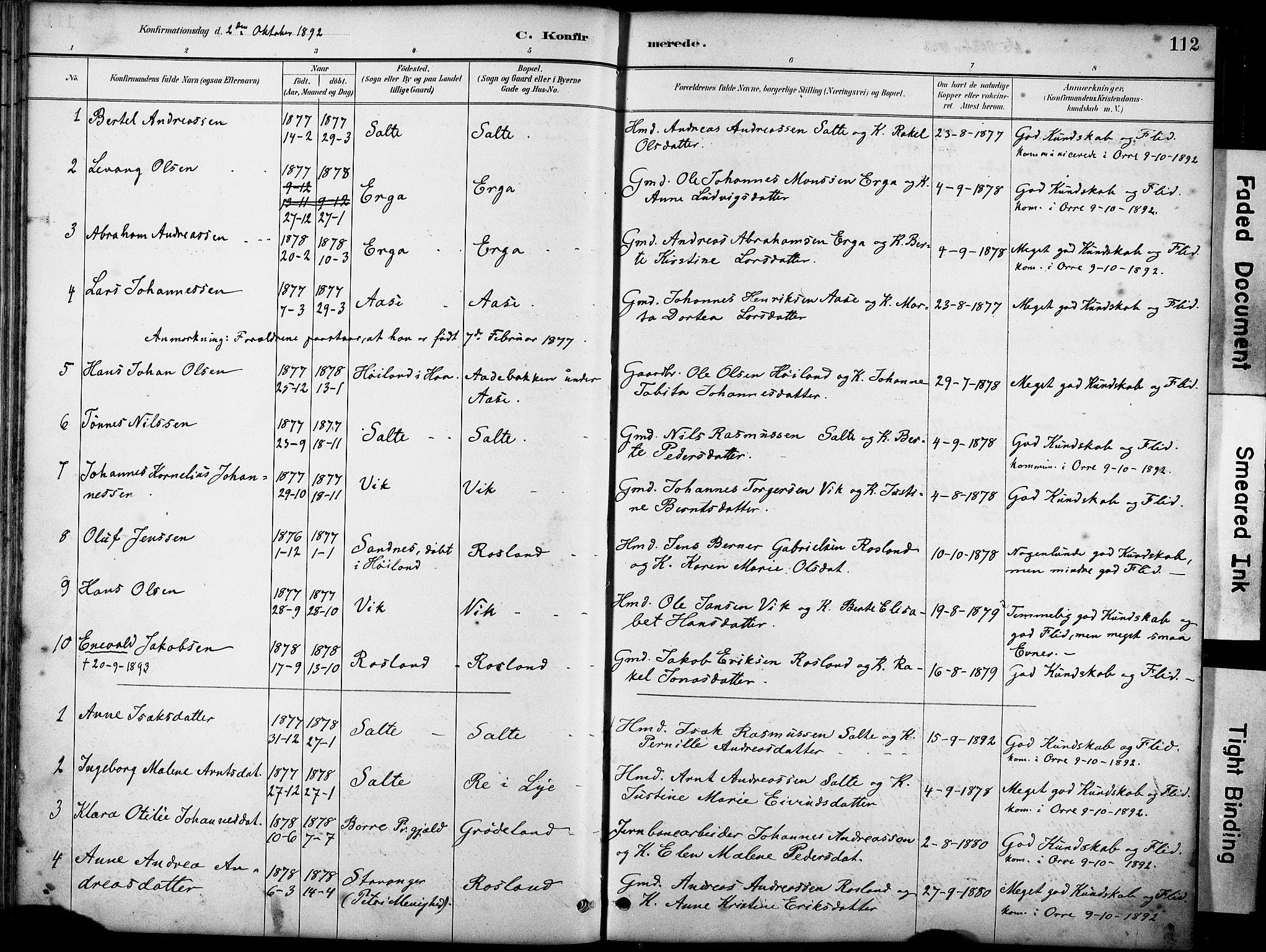 Klepp sokneprestkontor, SAST/A-101803/001/3/30BA/L0007: Parish register (official) no. A 8, 1886-1912, p. 112