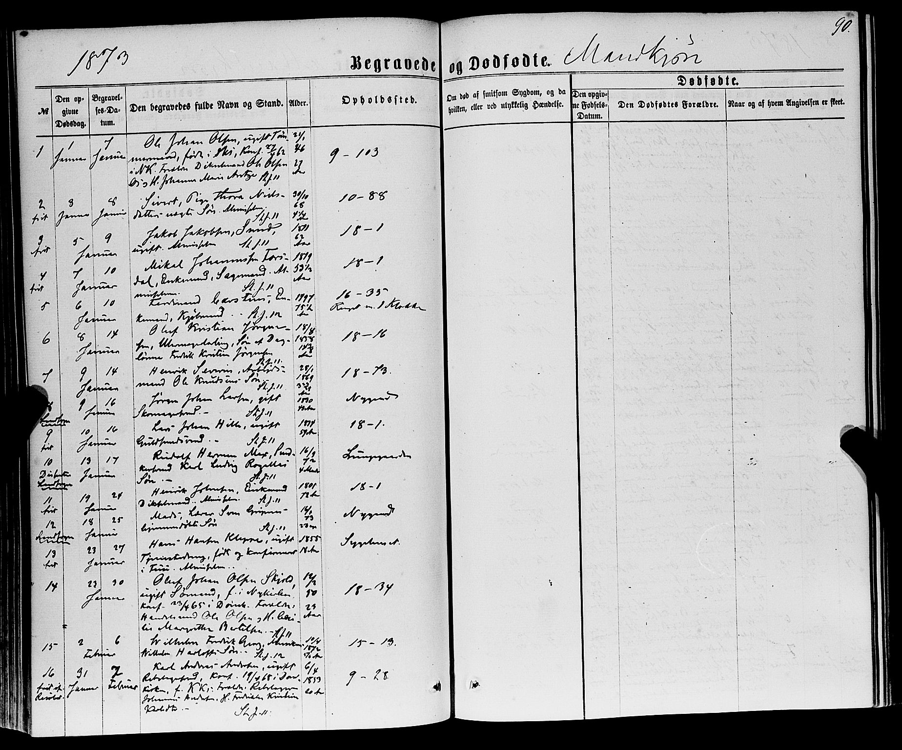 Domkirken sokneprestembete, SAB/A-74801/H/Haa/L0042: Parish register (official) no. E 3, 1863-1876, p. 90
