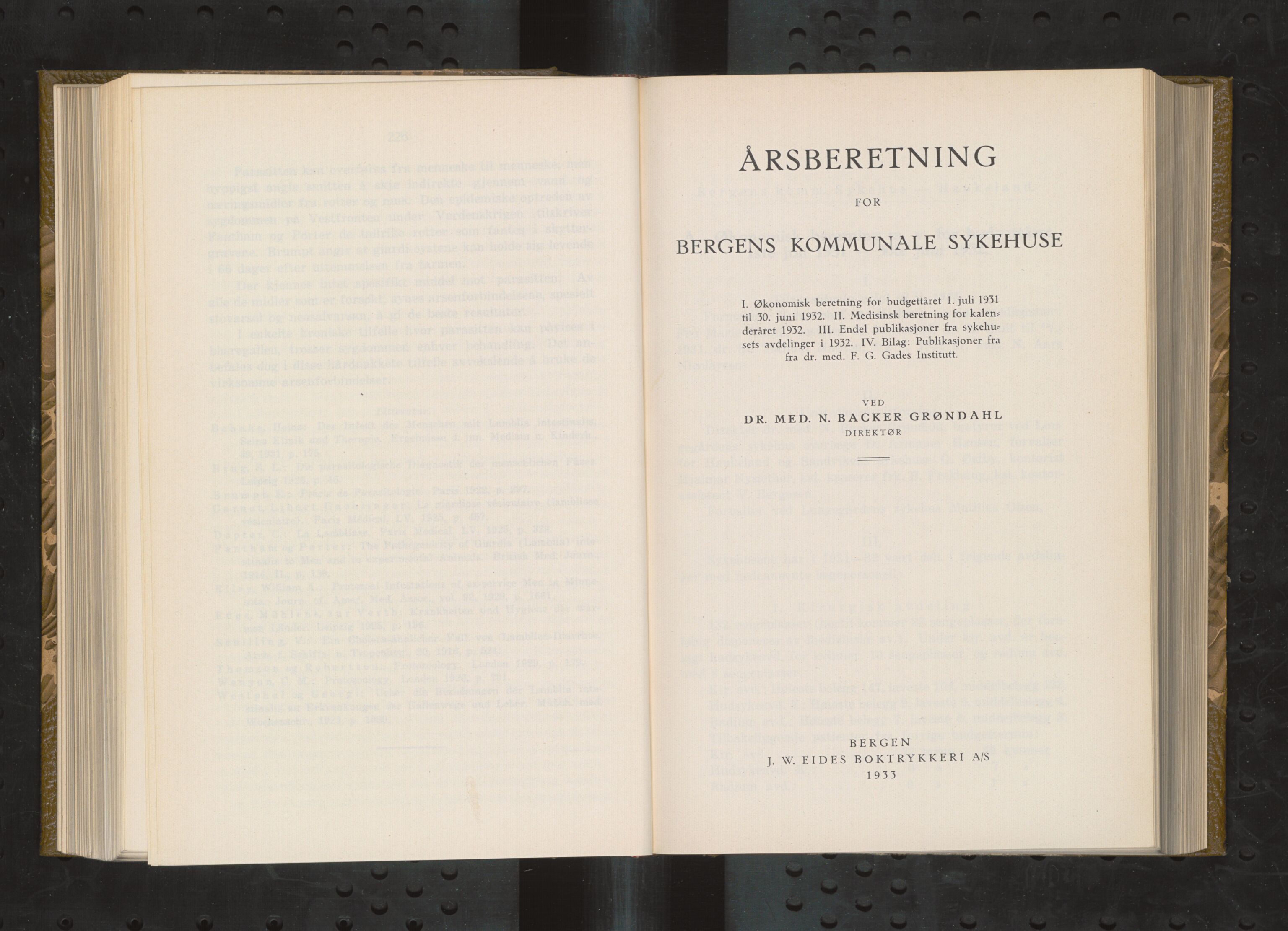 Haukeland Sykehus, Direktøren, BBA/A-2050.04/Æa/L0004: Årsberetninger 1929-1933, 1929-1933, p. 239