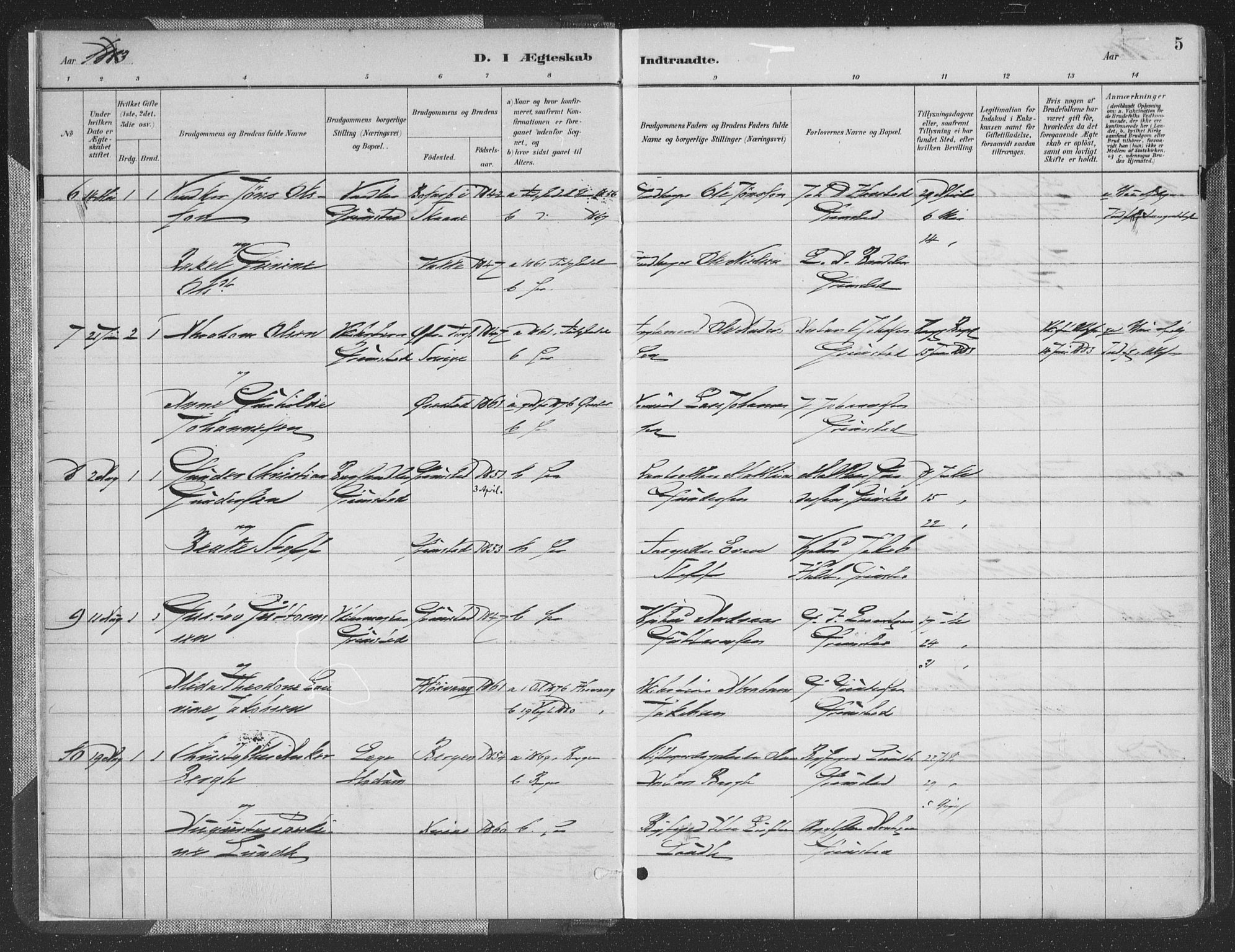 Grimstad sokneprestkontor, AV/SAK-1111-0017/F/Fa/L0004: Parish register (official) no. A 3, 1882-1910, p. 5