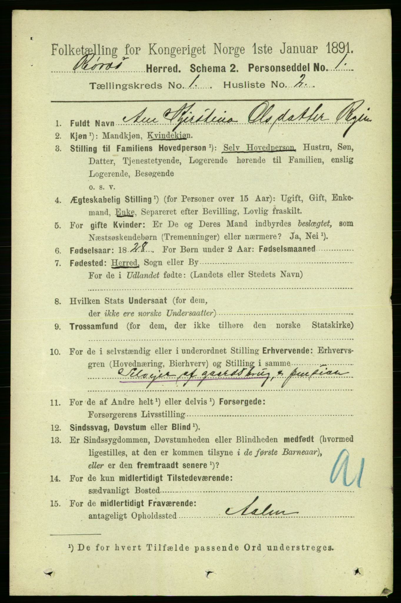 RA, 1891 census for 1640 Røros, 1891, p. 76