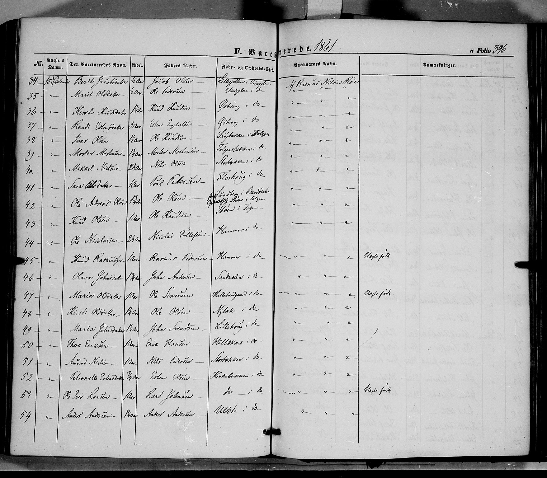 Tolga prestekontor, AV/SAH-PREST-062/K/L0006: Parish register (official) no. 6, 1852-1876, p. 396