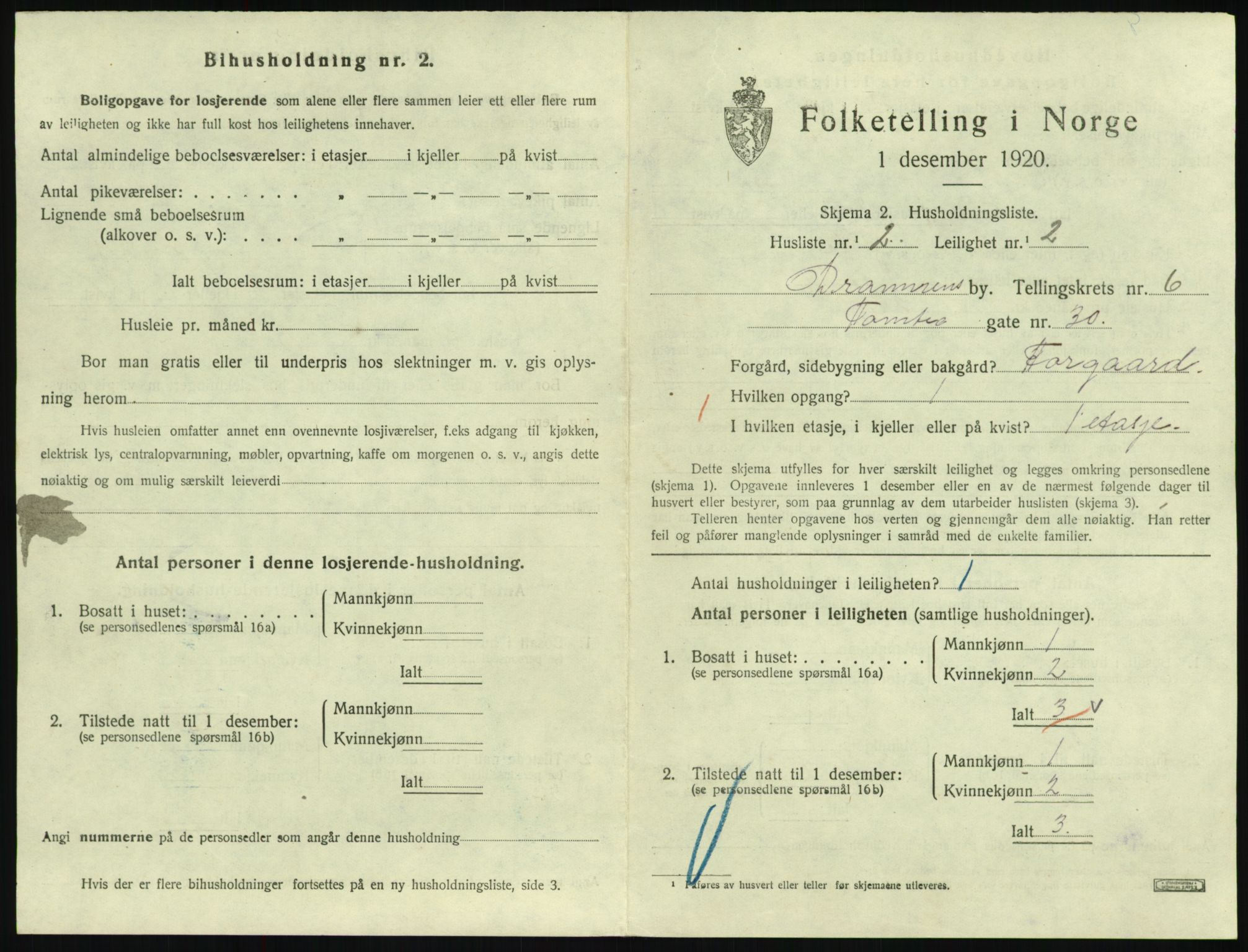 SAKO, 1920 census for Drammen, 1920, p. 11061