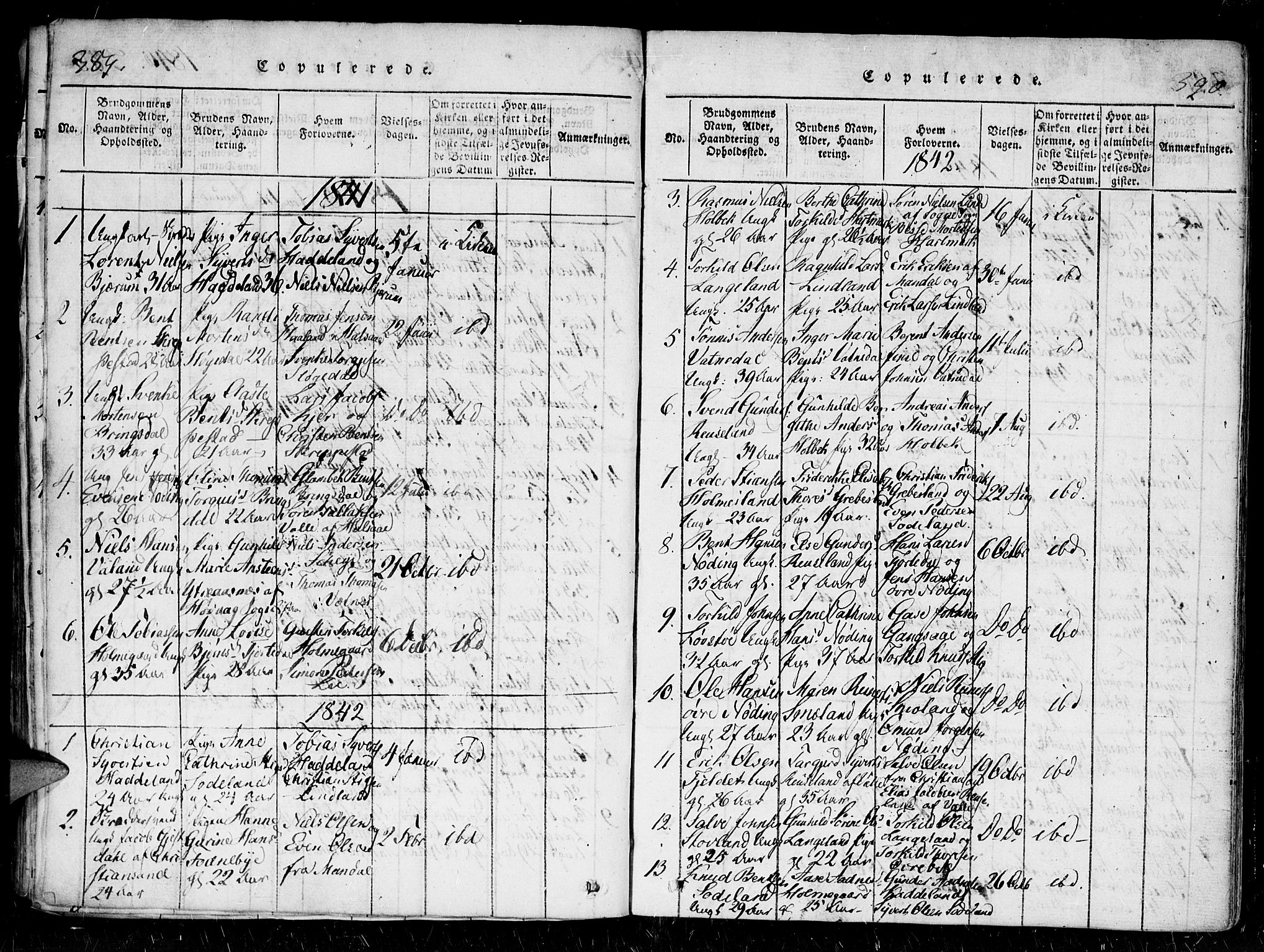 Holum sokneprestkontor, SAK/1111-0022/F/Fa/Faa/L0004: Parish register (official) no. A 4, 1820-1849, p. 389-390