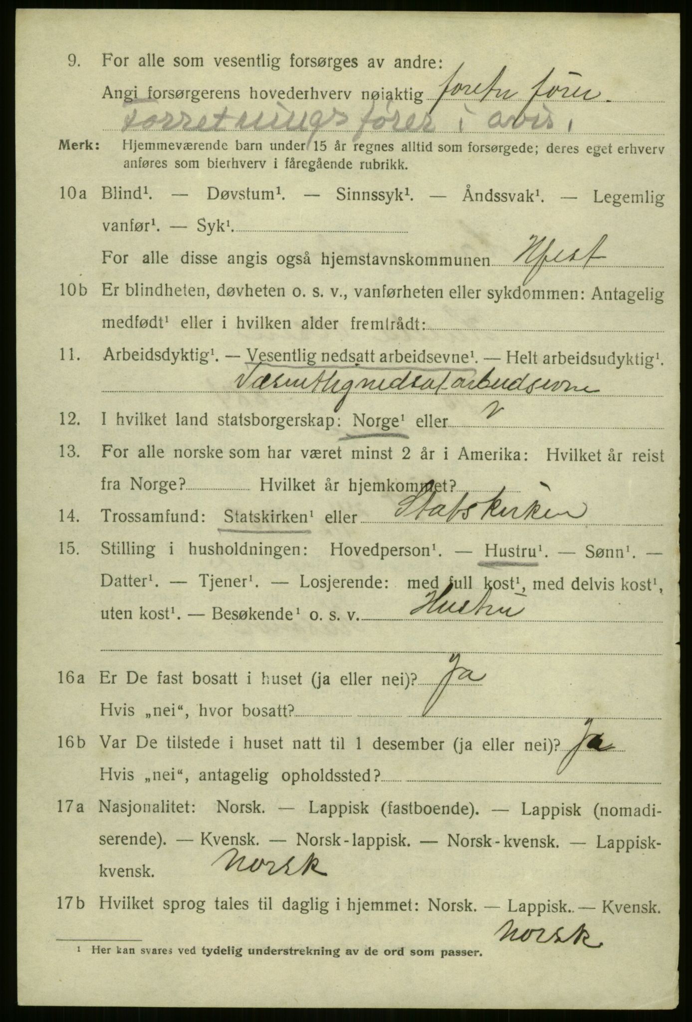 SATØ, 1920 census for Hammerfest, 1920, p. 4780