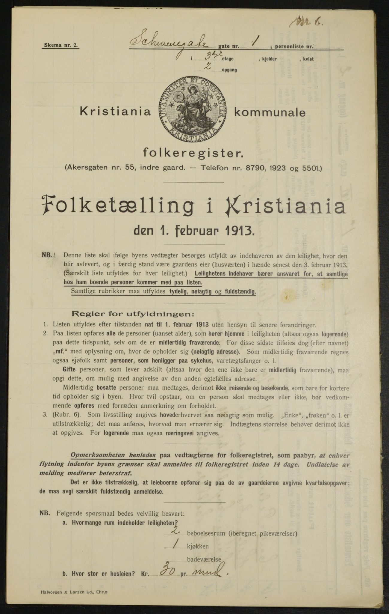 OBA, Municipal Census 1913 for Kristiania, 1913, p. 92651