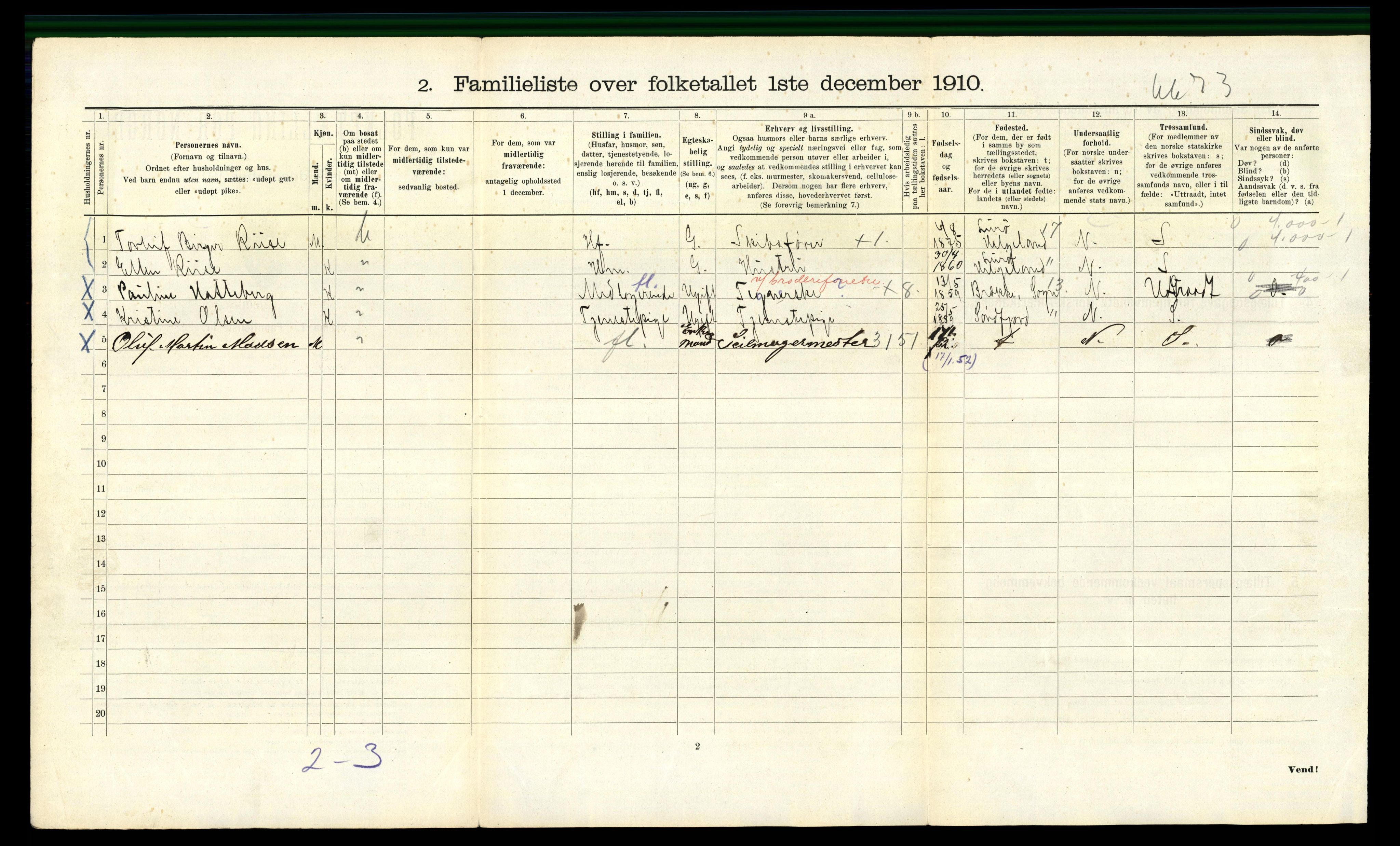 RA, 1910 census for Bergen, 1910, p. 20336