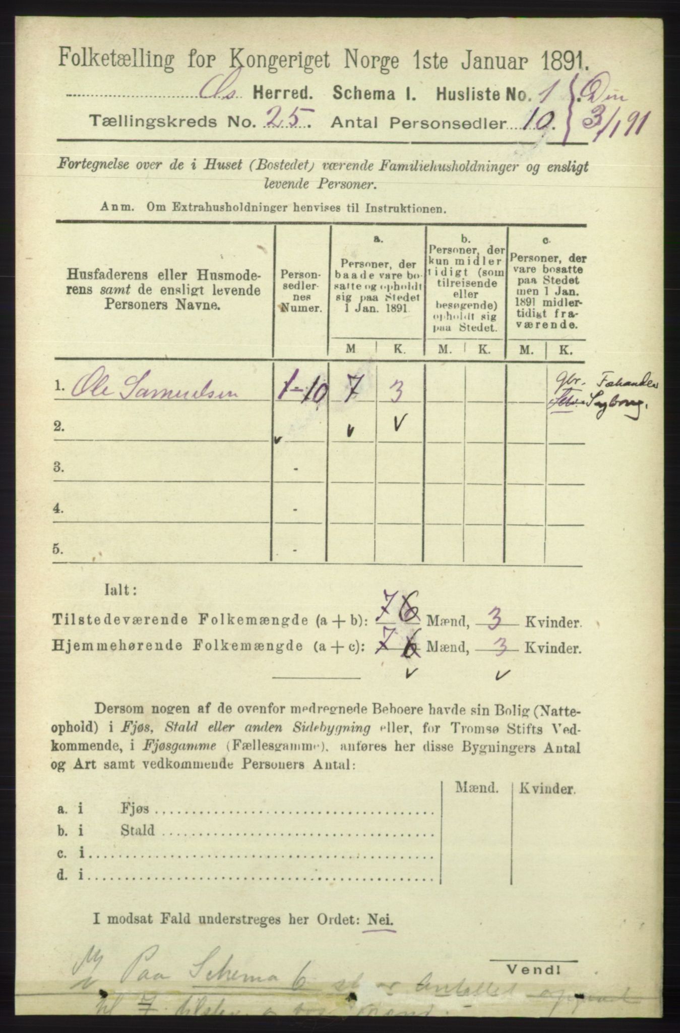 RA, 1891 census for 1243 Os, 1891, p. 5332