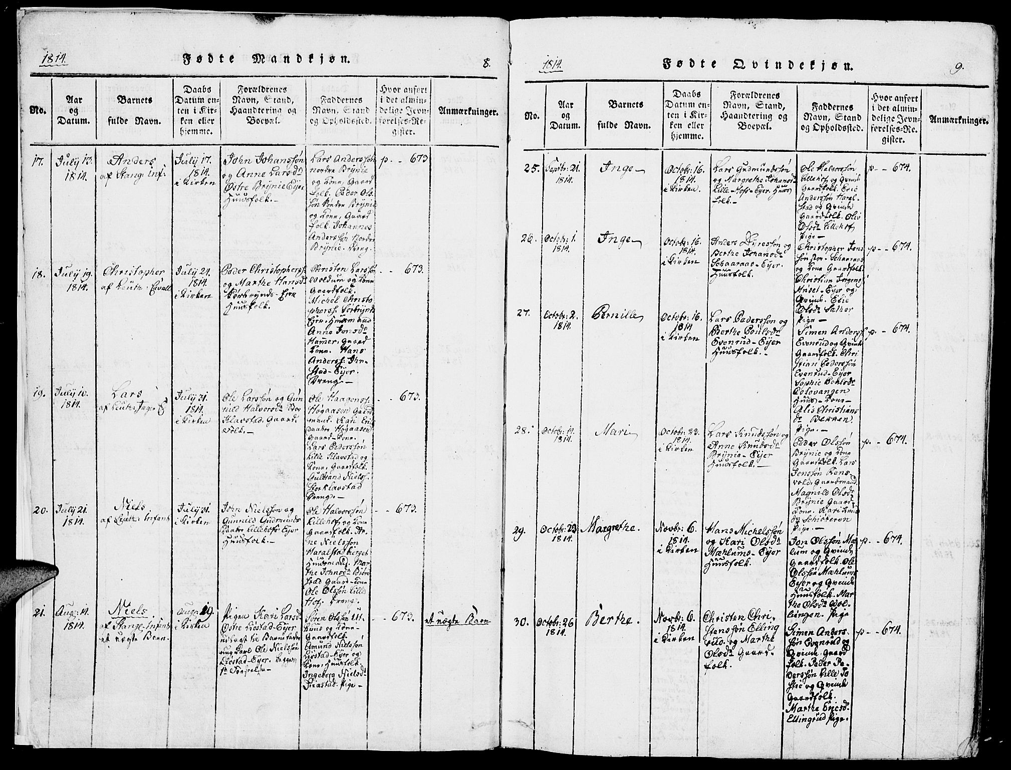 Romedal prestekontor, AV/SAH-PREST-004/K/L0002: Parish register (official) no. 2, 1814-1828, p. 8-9