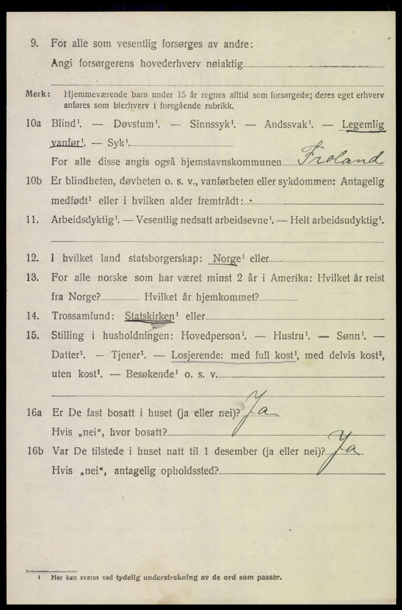 SAK, 1920 census for Froland, 1920, p. 2514