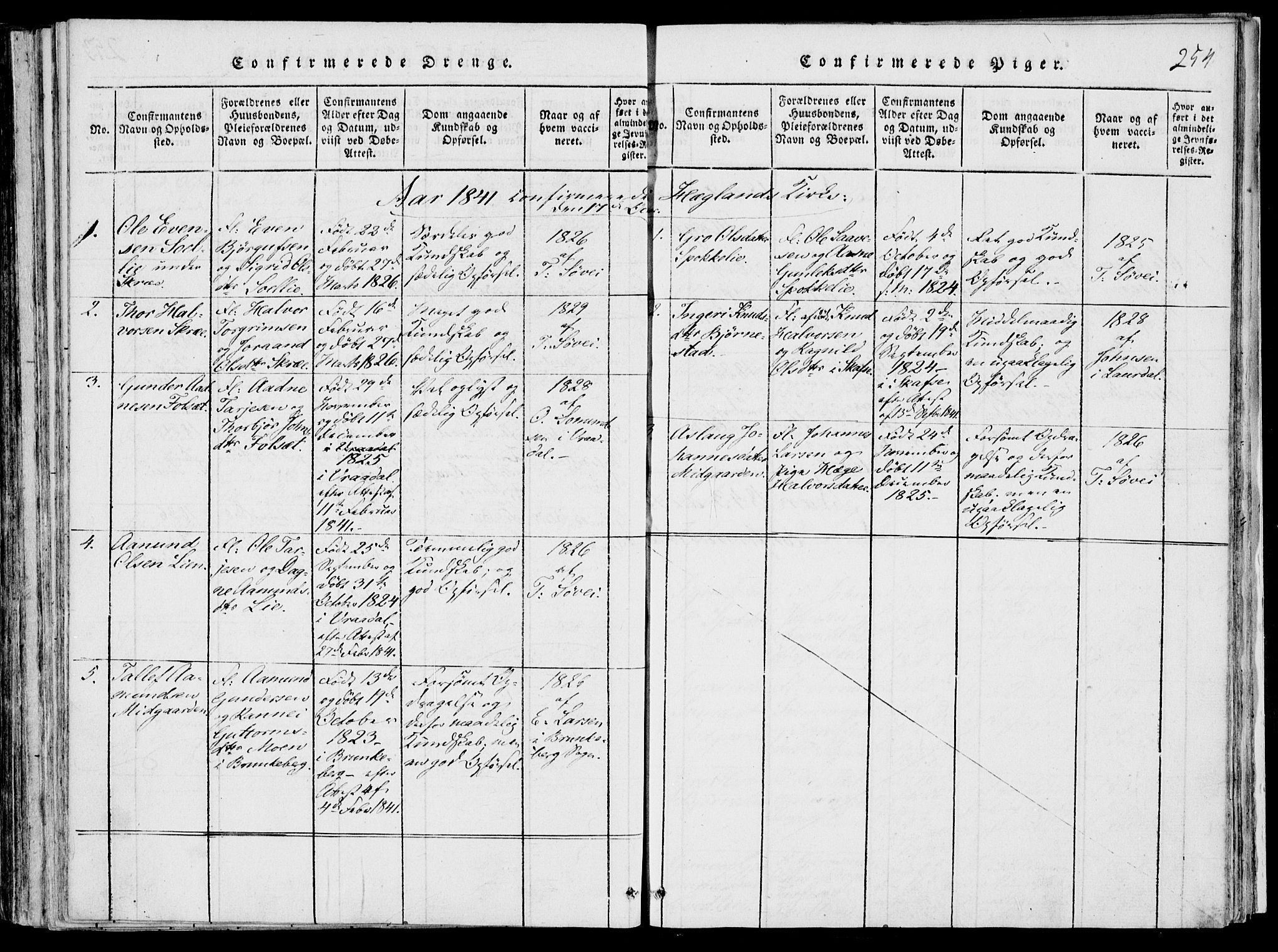 Fyresdal kirkebøker, AV/SAKO-A-263/F/Fb/L0001: Parish register (official) no. II 1, 1815-1854, p. 254