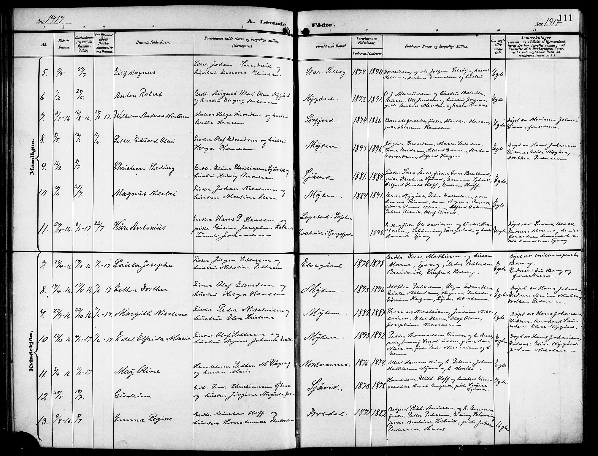 Ministerialprotokoller, klokkerbøker og fødselsregistre - Nordland, AV/SAT-A-1459/841/L0621: Parish register (copy) no. 841C05, 1897-1923, p. 111