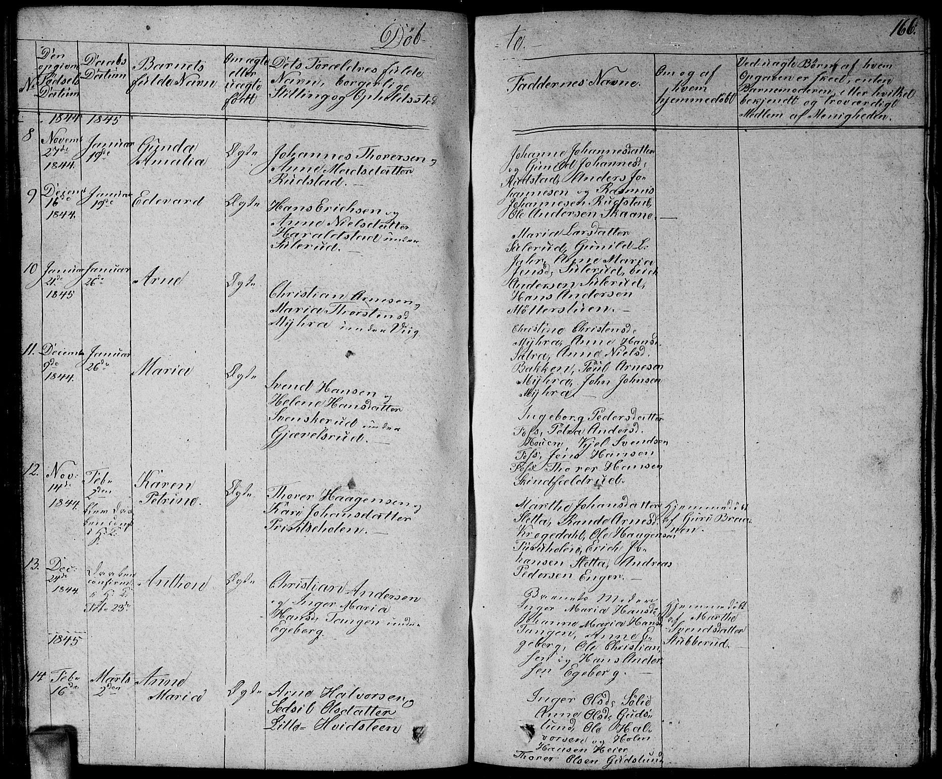 Enebakk prestekontor Kirkebøker, AV/SAO-A-10171c/G/Ga/L0003: Parish register (copy) no. I 3, 1833-1849, p. 166