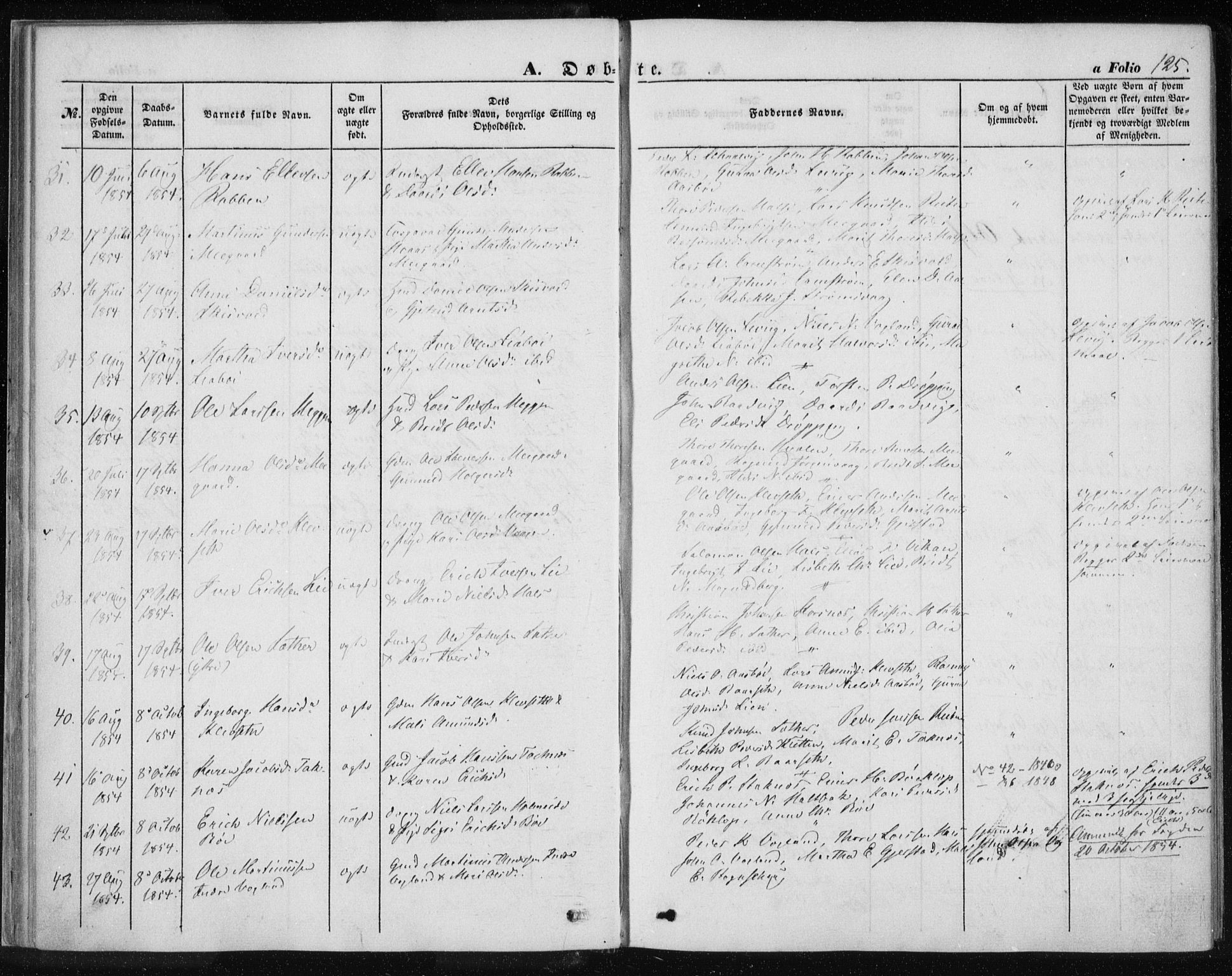 Ministerialprotokoller, klokkerbøker og fødselsregistre - Møre og Romsdal, AV/SAT-A-1454/576/L0883: Parish register (official) no. 576A01, 1849-1865, p. 125