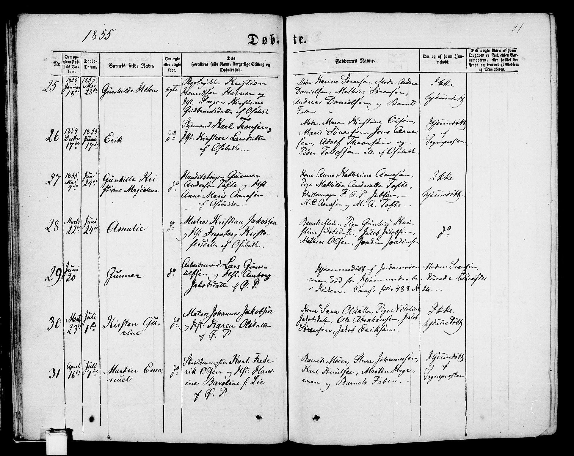 Porsgrunn kirkebøker , SAKO/A-104/G/Gb/L0004: Parish register (copy) no. II 4, 1853-1882, p. 21