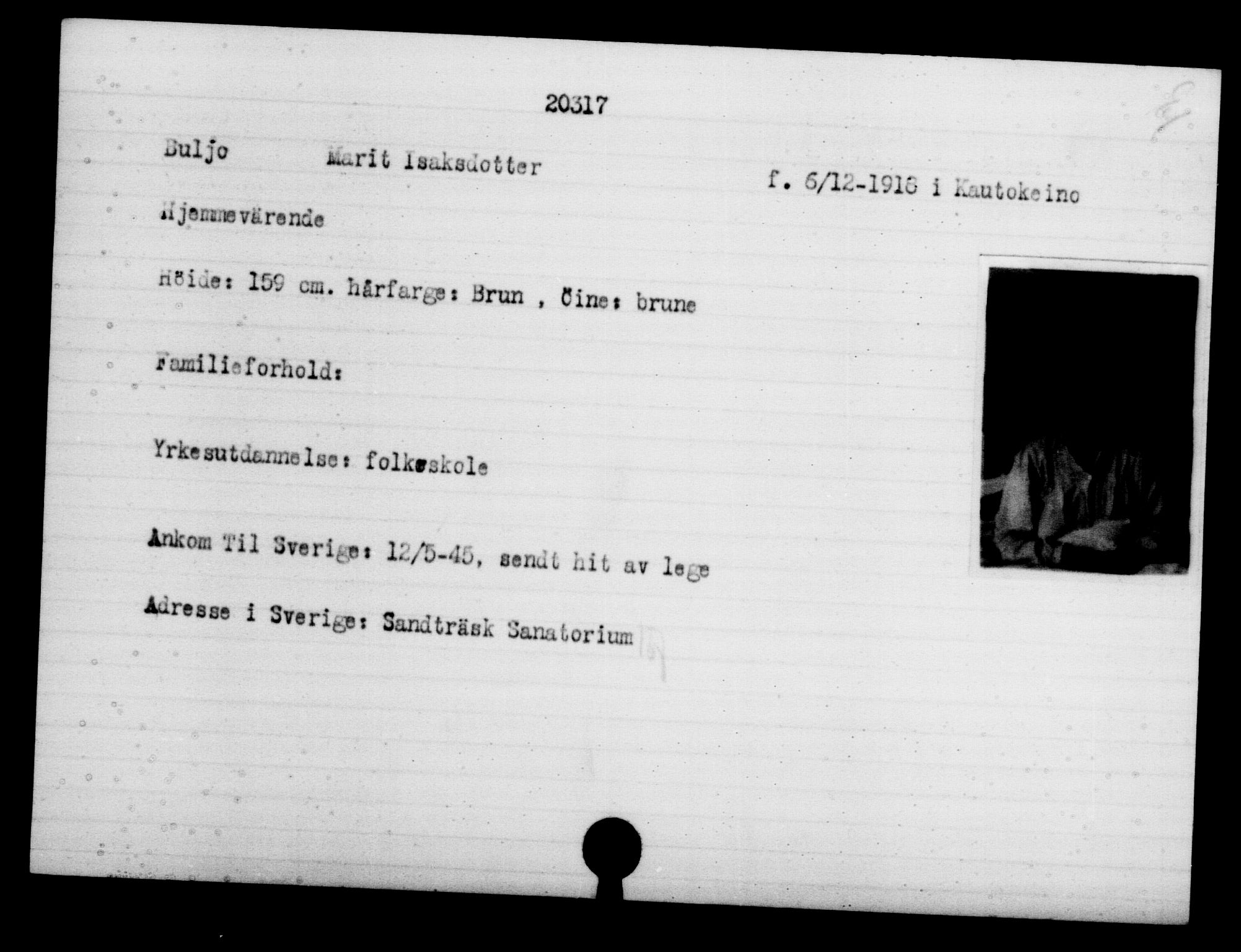 Den Kgl. Norske Legasjons Flyktningskontor, AV/RA-S-6753/V/Va/L0009: Kjesäterkartoteket.  Flyktningenr. 18502-22048, 1940-1945, p. 1985