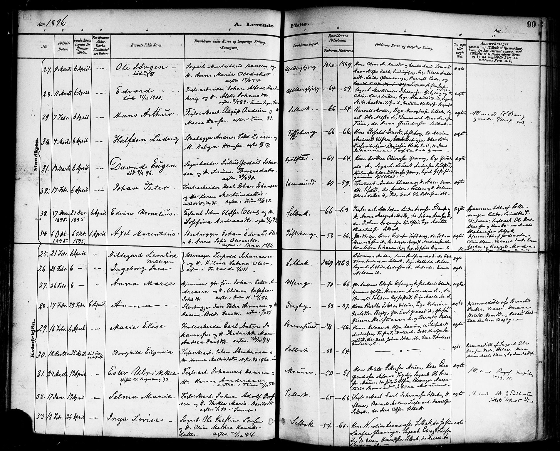 Borge prestekontor Kirkebøker, AV/SAO-A-10903/F/Fa/L0008: Parish register (official) no. I 8A, 1887-1902, p. 99